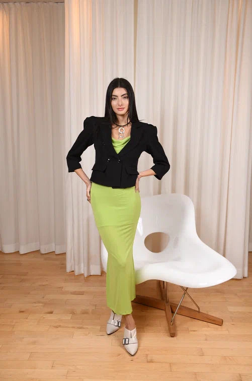 Midnight Cropped Elegant Black Short Jacket - Long Sleeve