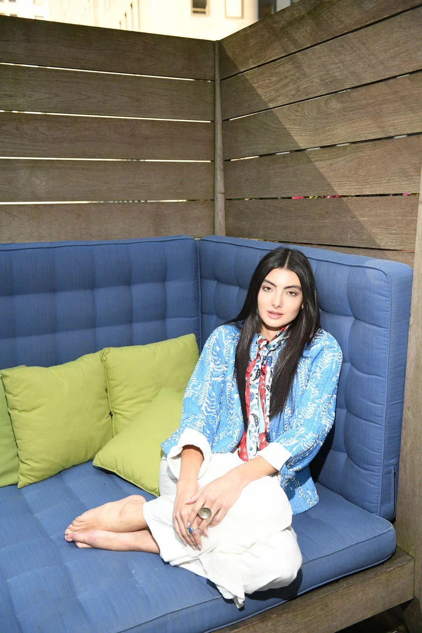 Blue Tide Organic Cotton Blue & White Jacket