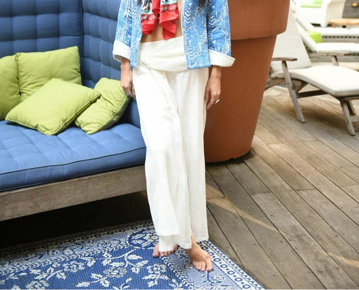 “Costa Bianca” Crochet Cotton Wrap Pants - One Size - Summer & Casual