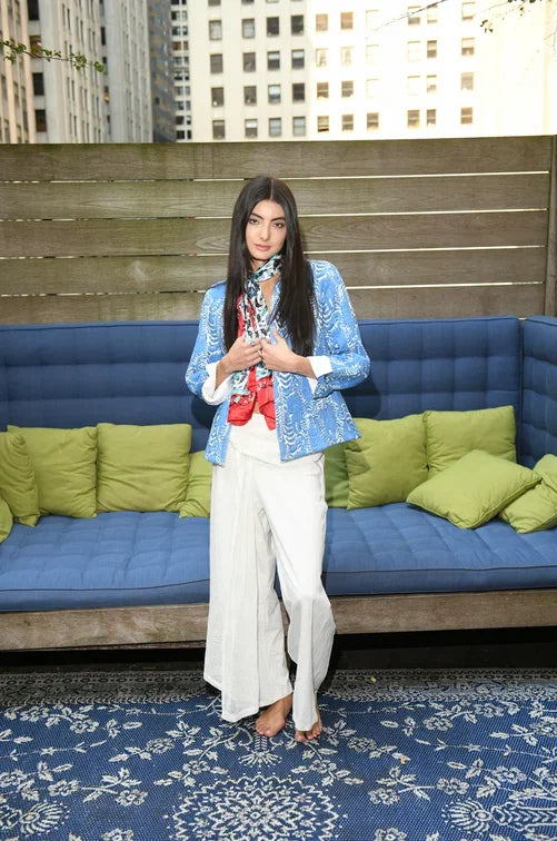 Blue Tide Organic Cotton Blue & White Jacket