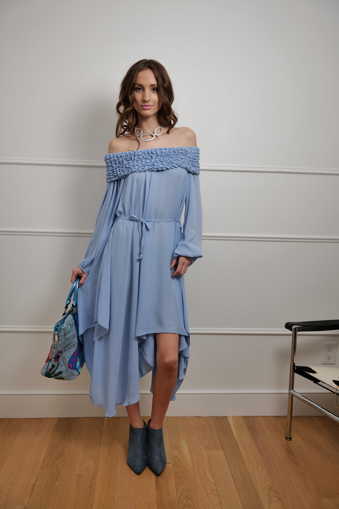 Meet Me in Sky Midi Blue Dress - One Size - Premium Collection