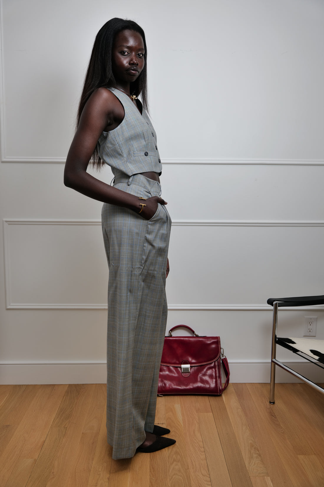 Chic Aura 2 Piece Ensemble - Grey Vest & Pants Chic Set - Premium Collection