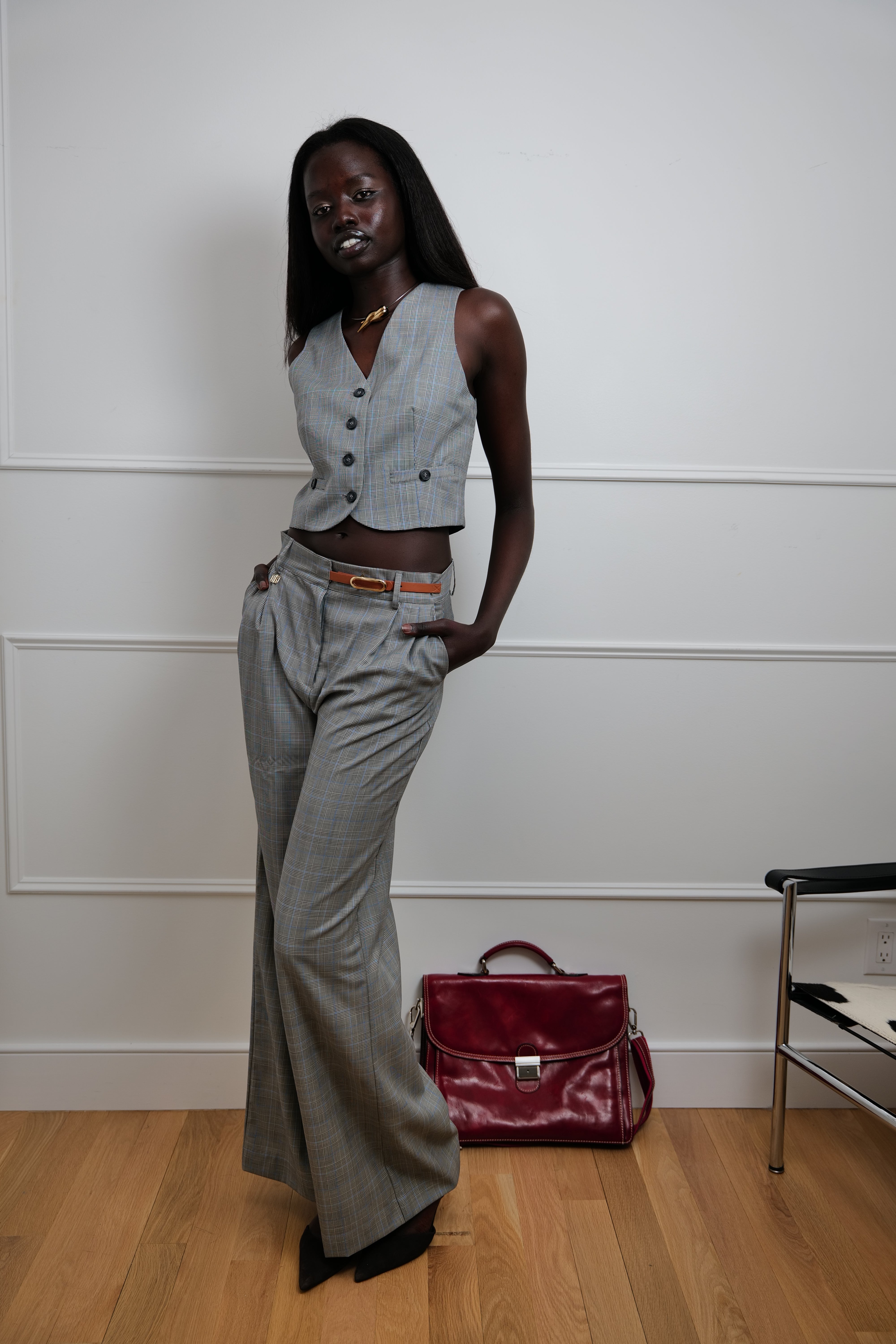 Chic Aura 2 Piece Ensemble - Grey Vest & Pants Chic Set - Premium Collection