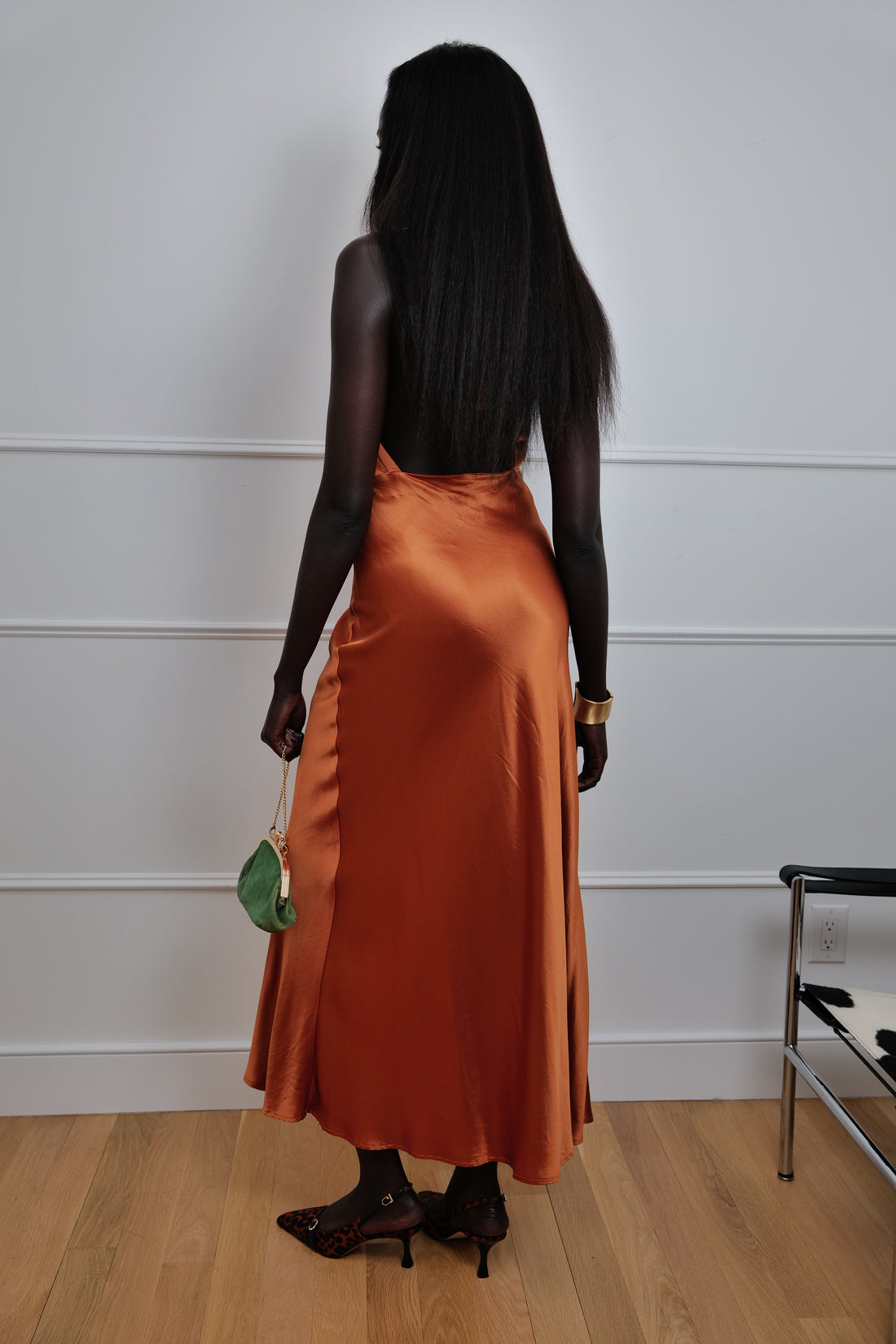 Preloved - “Sole Bruciato” Open-Back Long Satin Dress