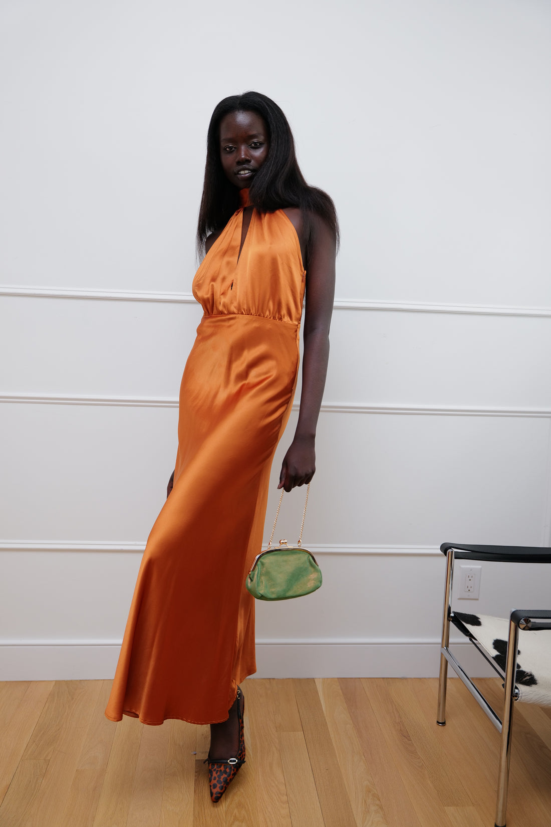 Preloved - “Sole Bruciato” Open-Back Long Satin Dress