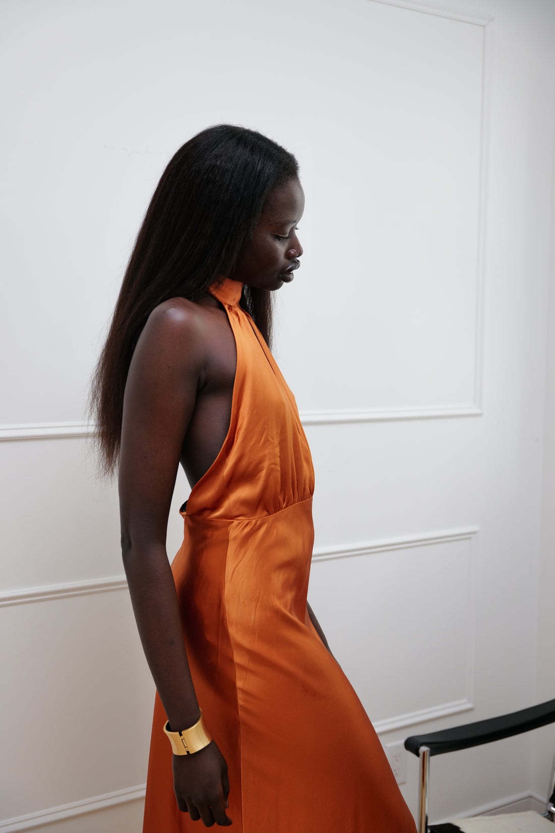 Preloved - “Sole Bruciato” Open-Back Long Satin Dress