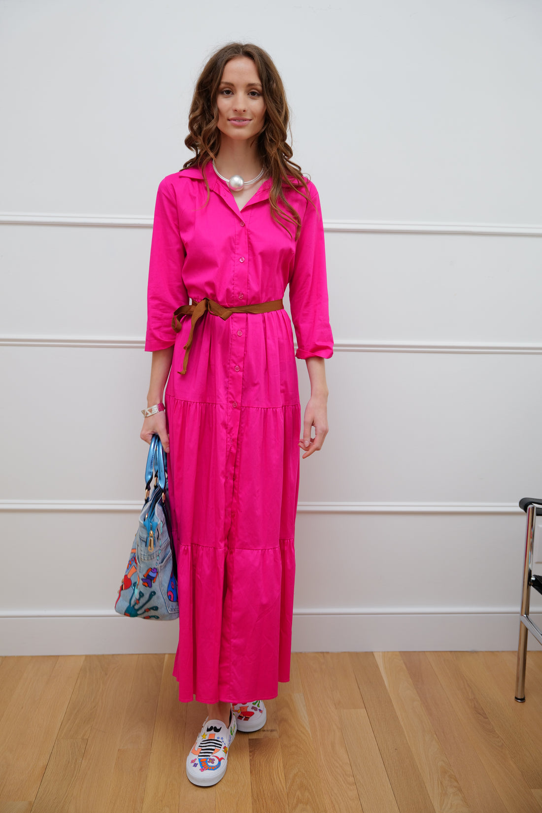 “Rosa Viva” Belted Dress