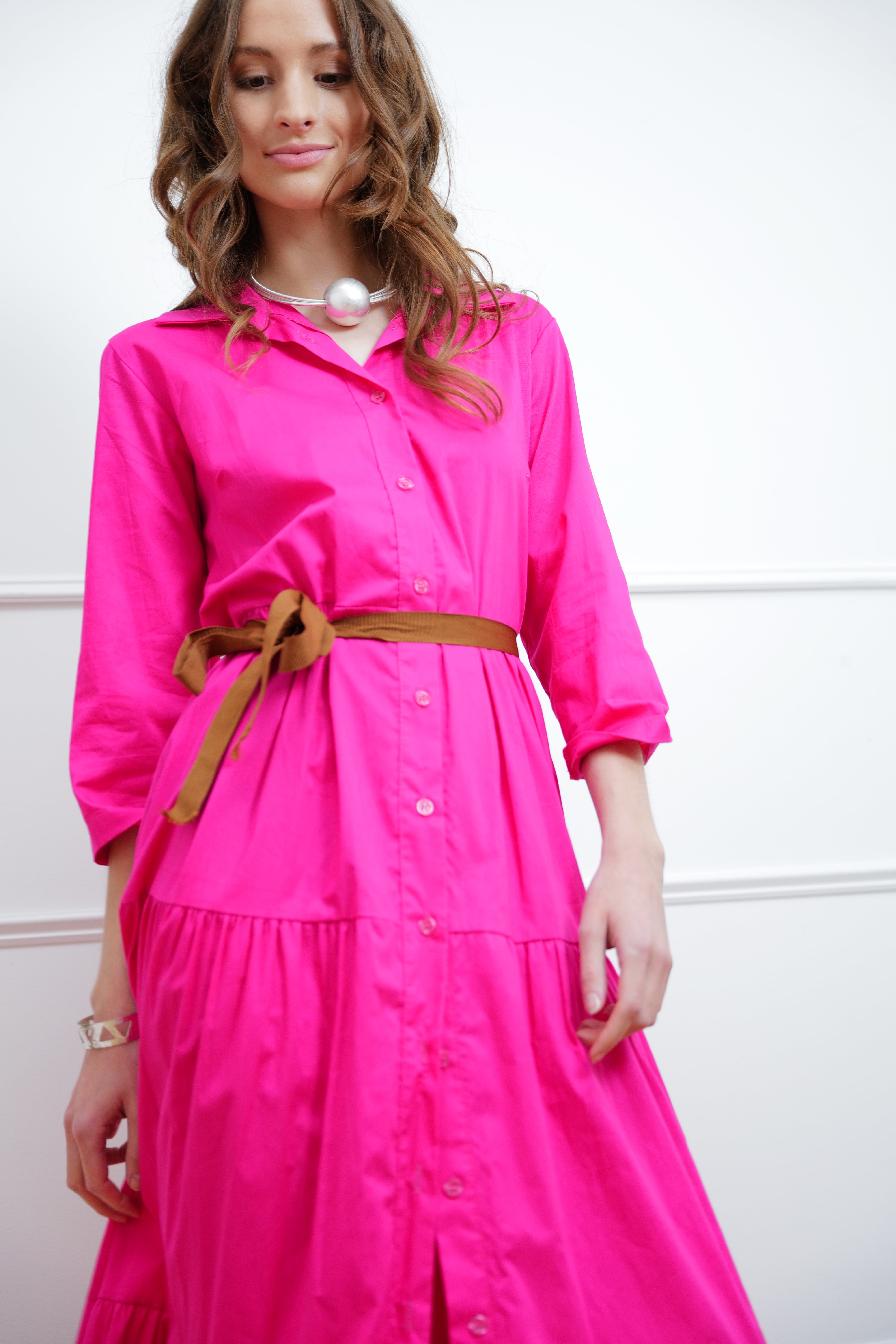 “Rosa Viva” Belted Dress