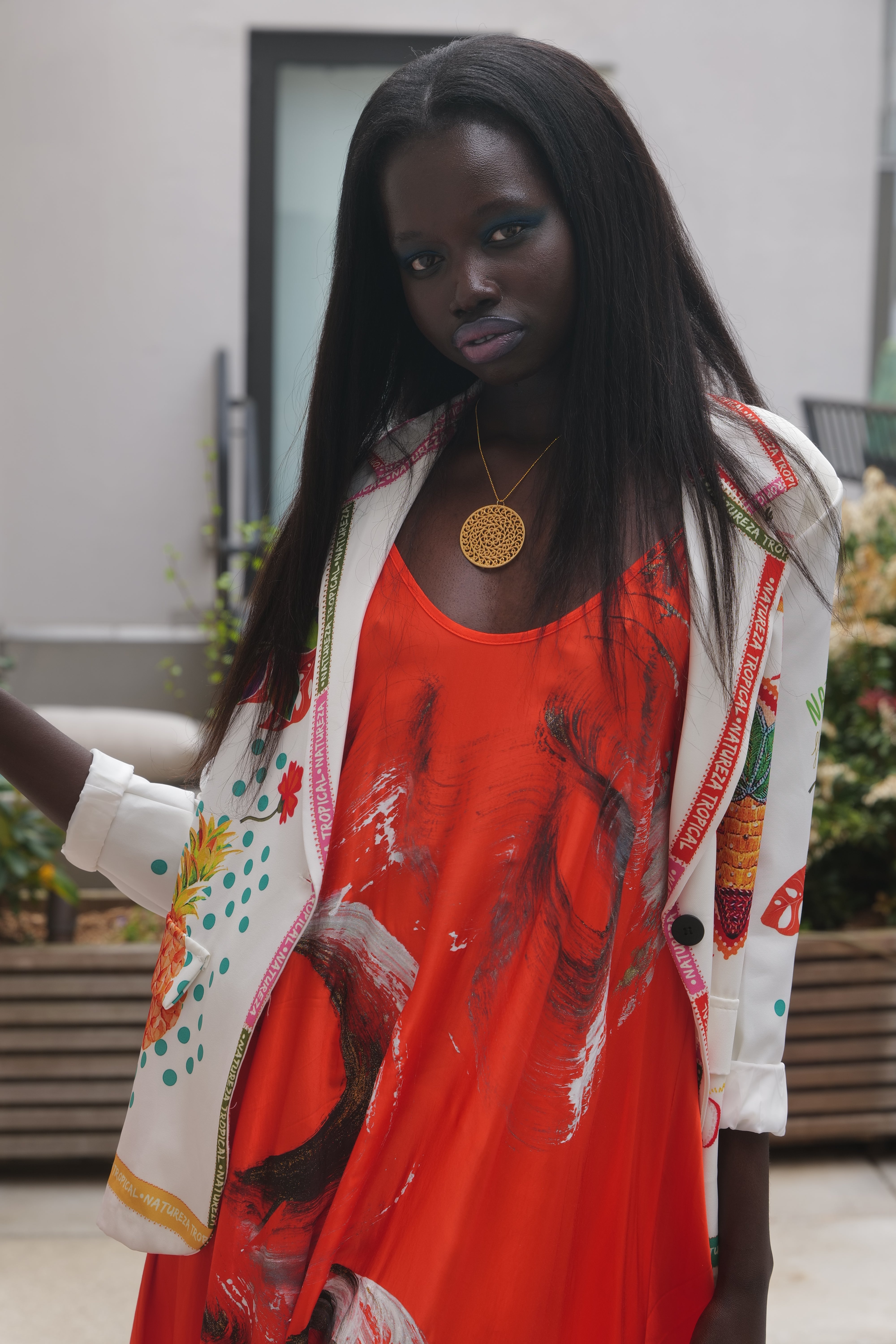 Hand-Painted Satin Maxi Dress - Premium Collection