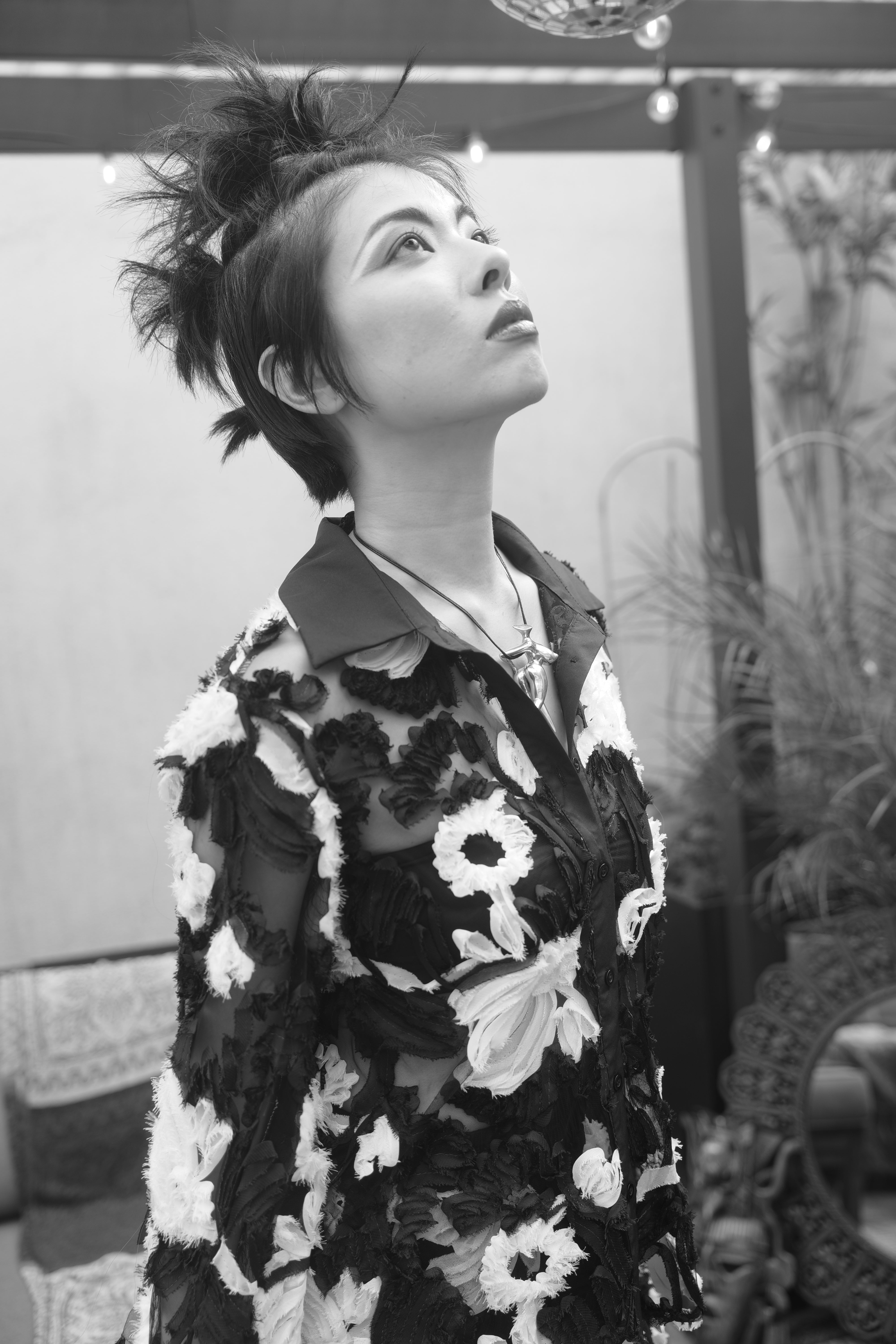 Black & White Floral Sheer Set