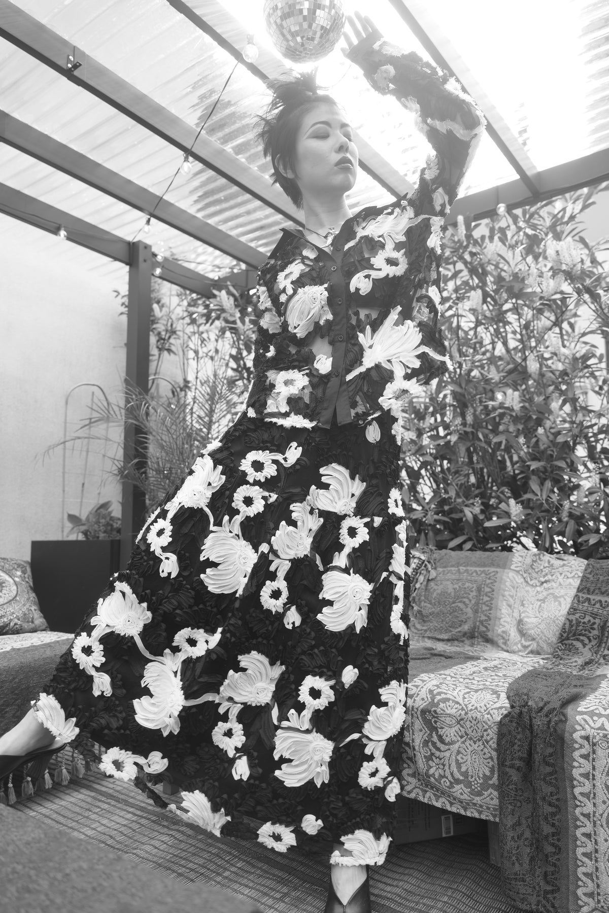 Black & White Floral Sheer Set La Bottega di Layla Black & White Floral Sheer Set La Bottega di Layla