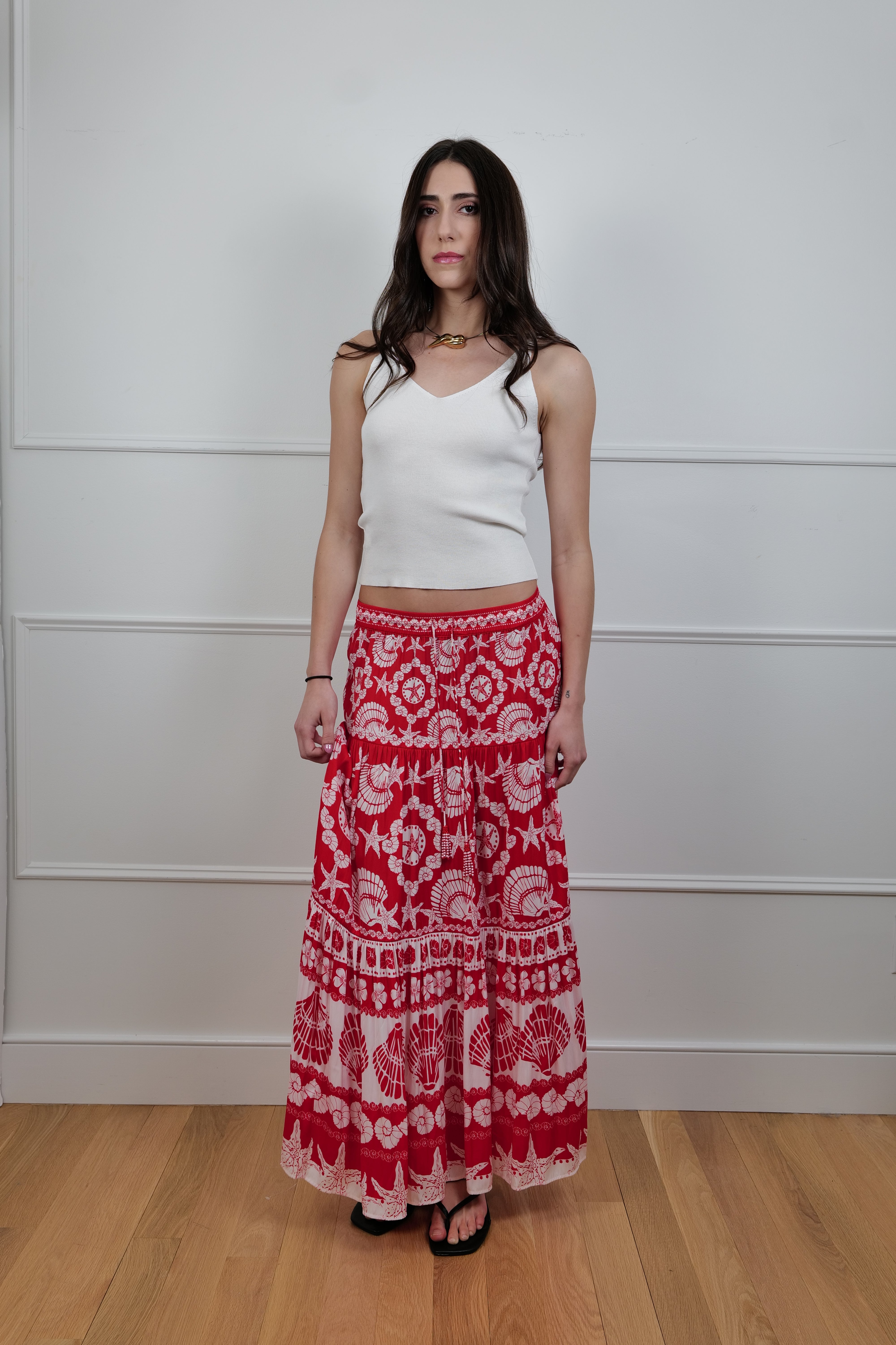 The Red Riviera Maxi Skirt