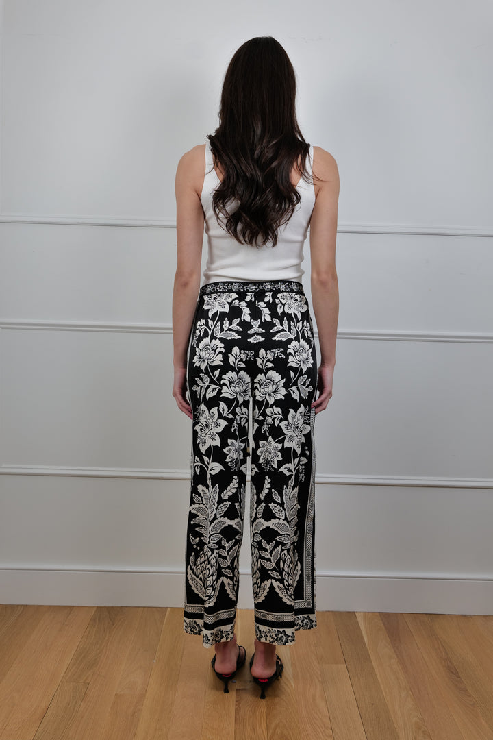 Noir Botanico Printed Floral Wide Pants