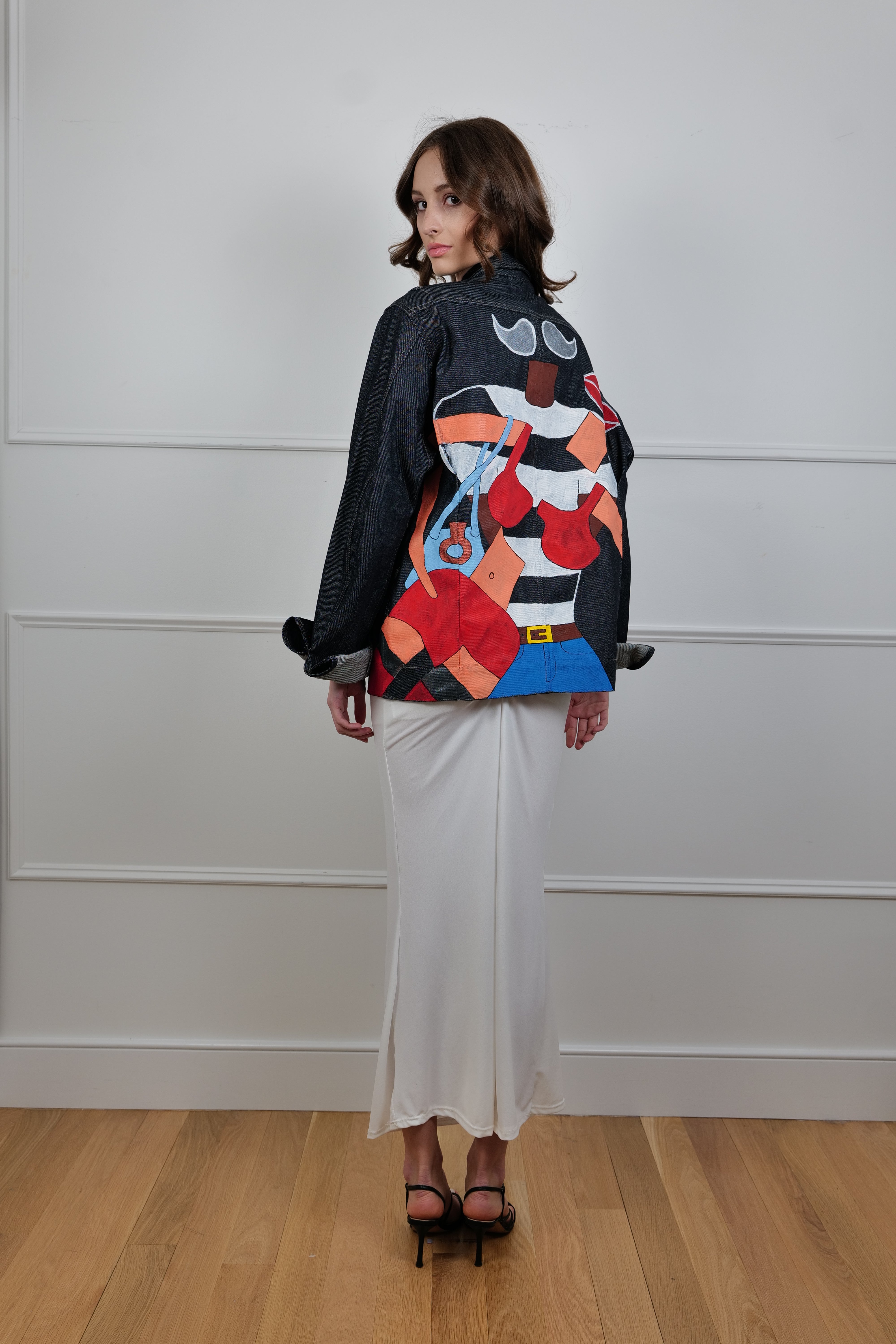 Hand-painted denim jacket - La Bottega di Layla exclusive