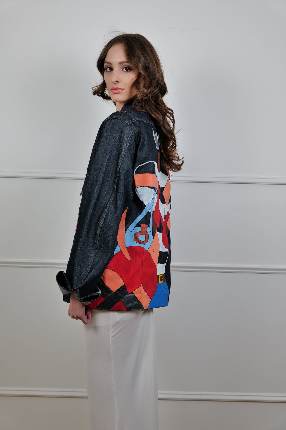 Hand-painted denim jacket - La Bottega di Layla exclusive