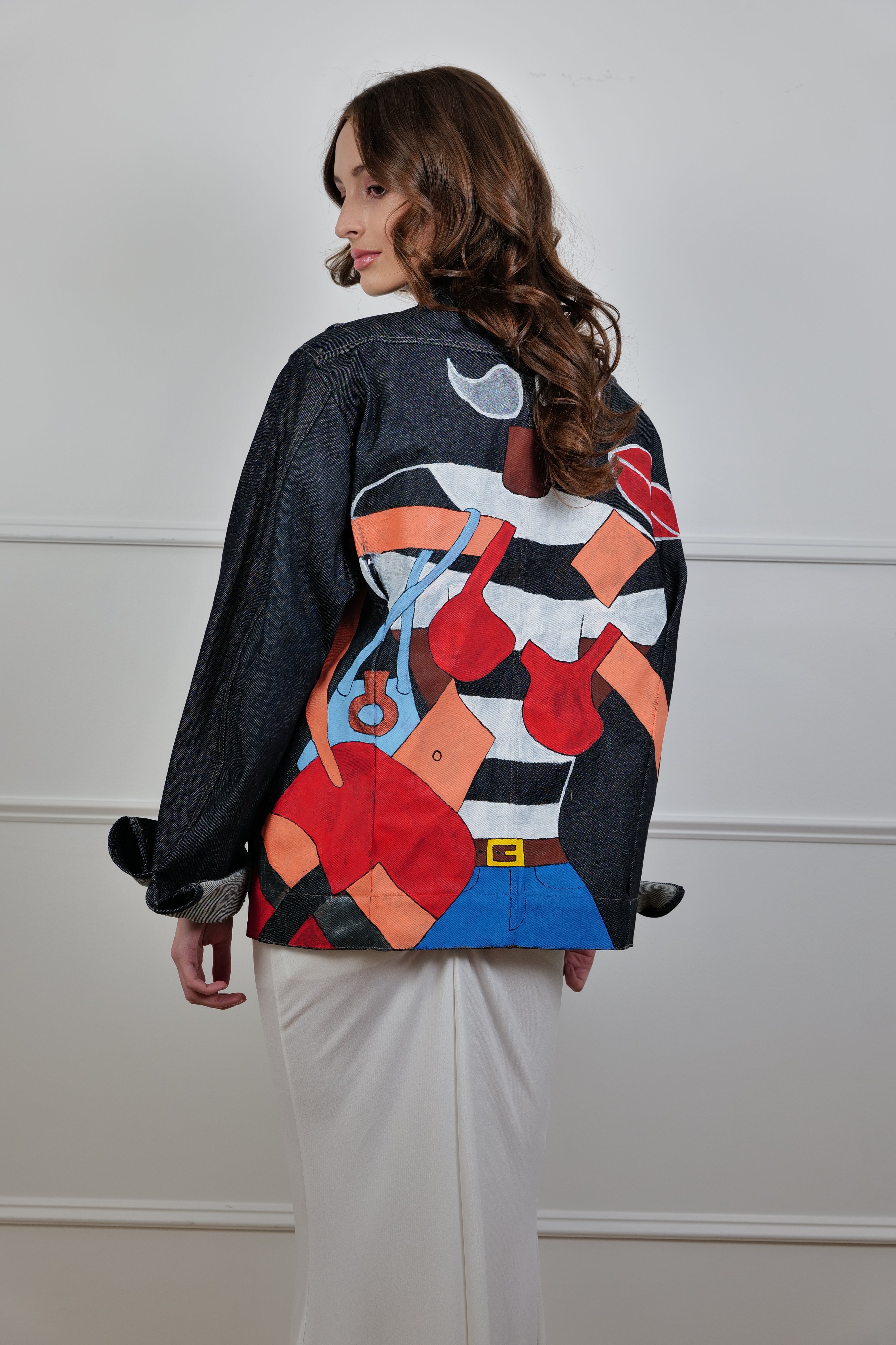 Hand-painted denim jacket - La Bottega di Layla exclusive
