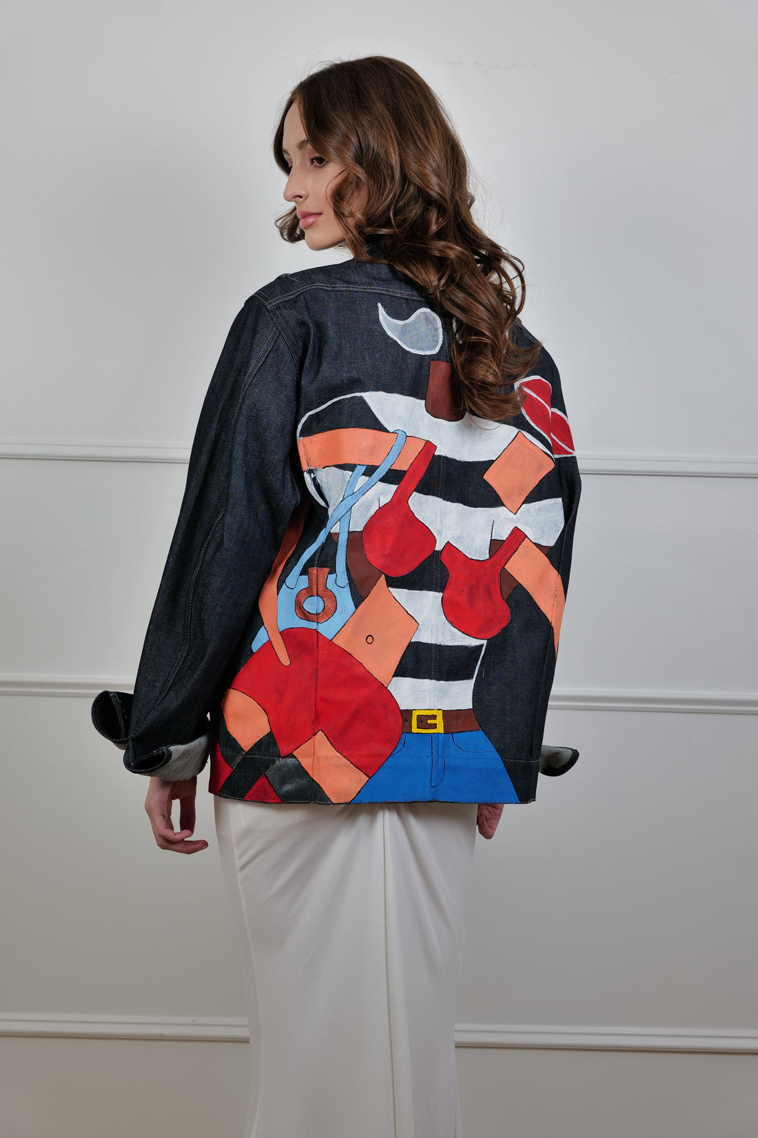 Hand-painted denim jacket - La Bottega di Layla exclusive