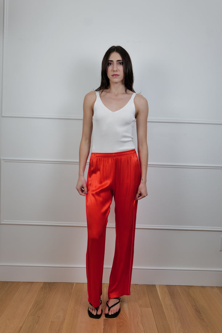 “Fuoco Vivo” Wide-Leg Red Pants