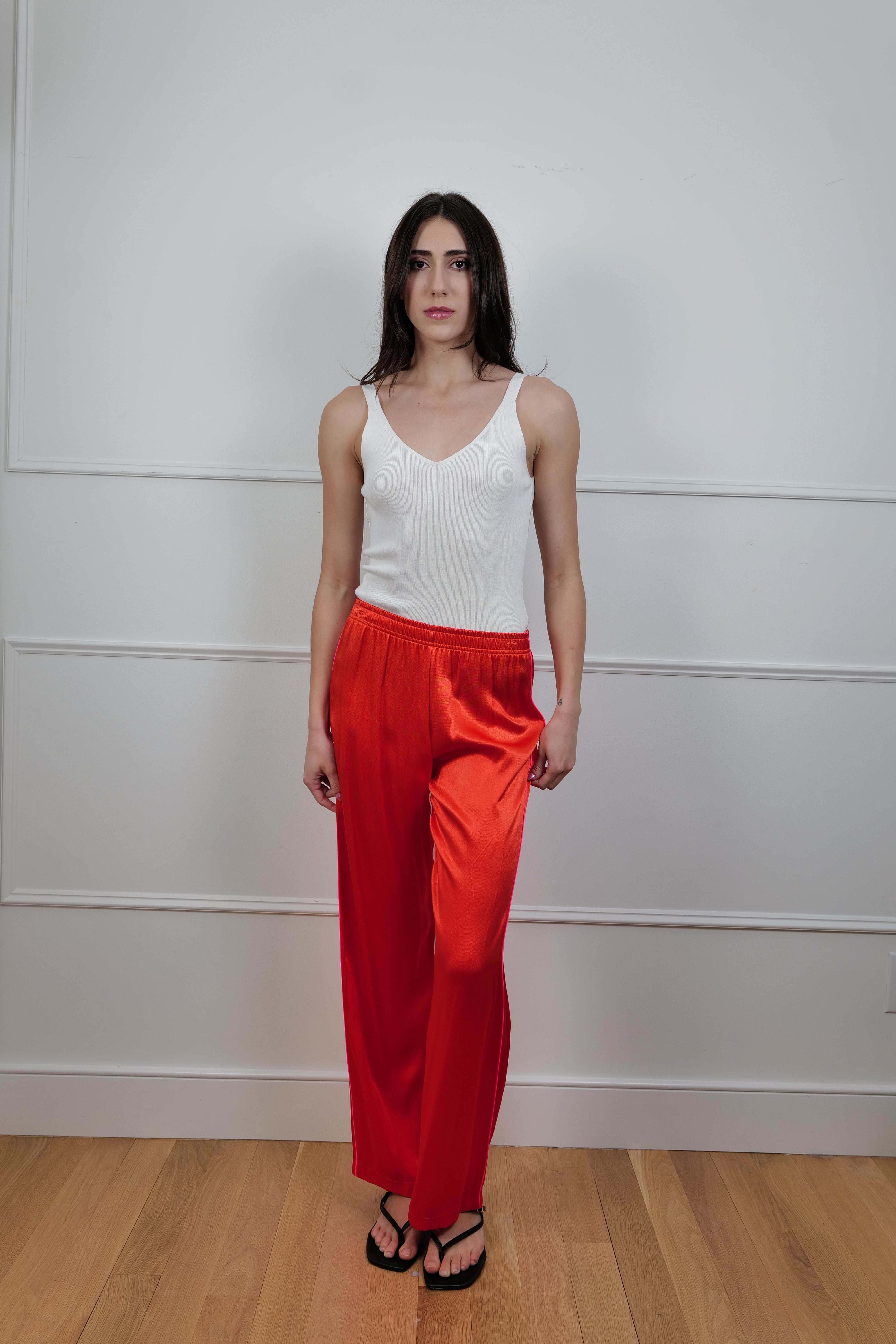 “Fuoco Vivo” Wide-Leg Red Pants