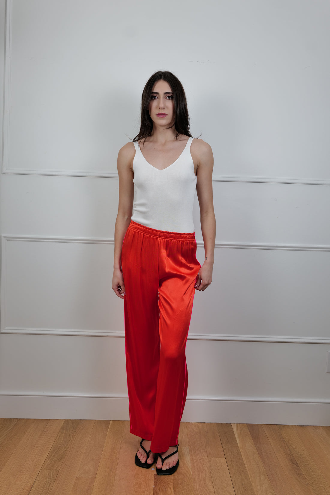“Fuoco Vivo” Wide-Leg Red Pants
