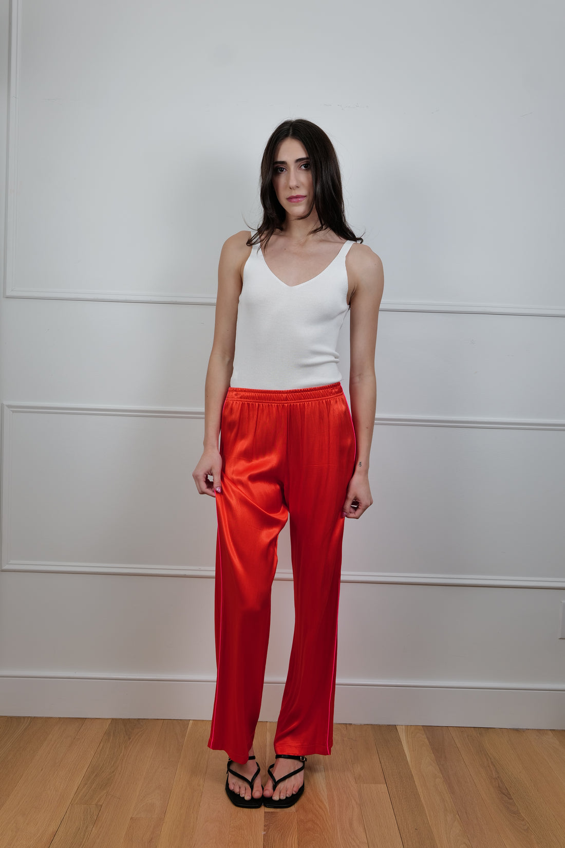“Fuoco Vivo” Wide-Leg Red Pants