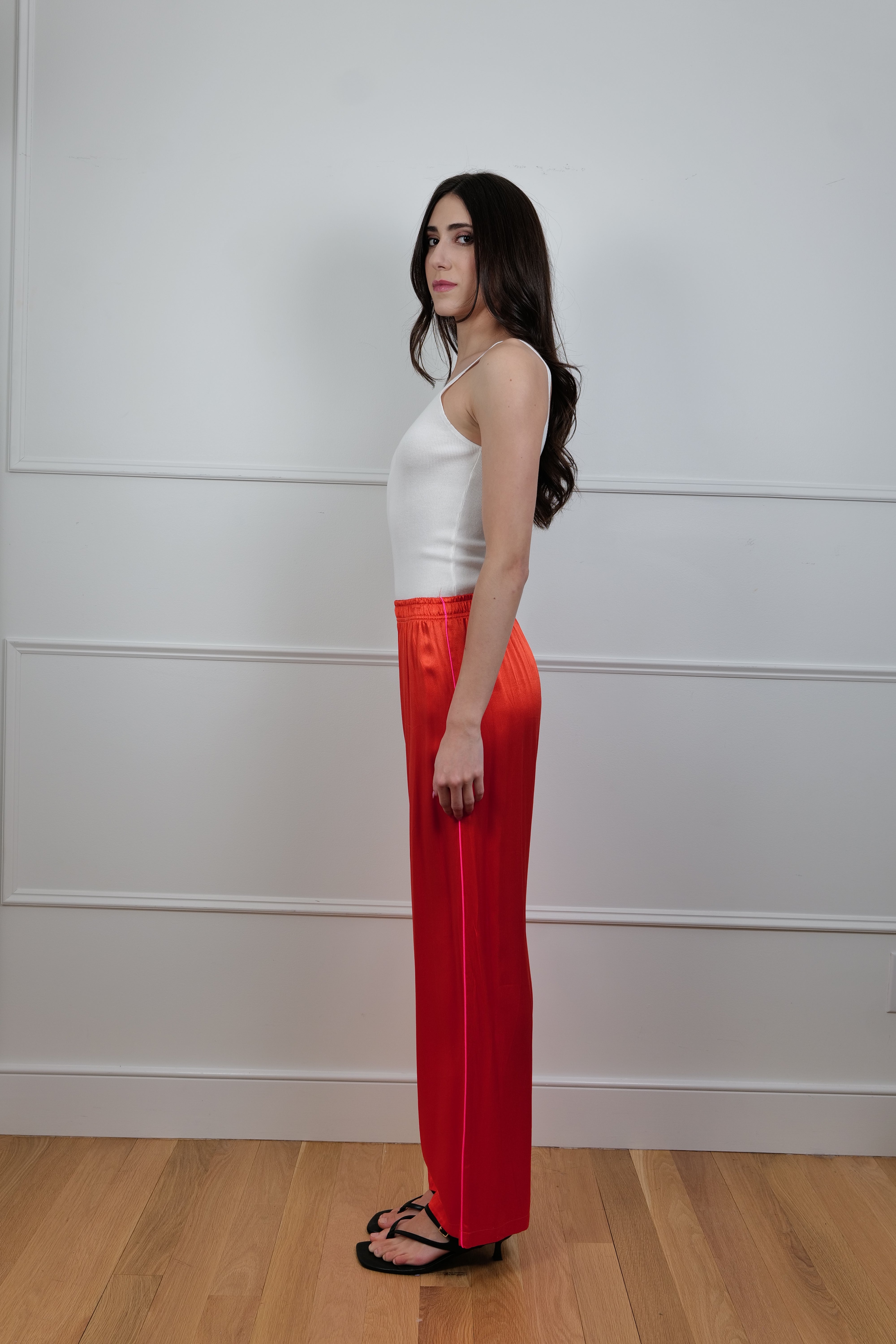 “Fuoco Vivo” Wide-Leg Red Pants