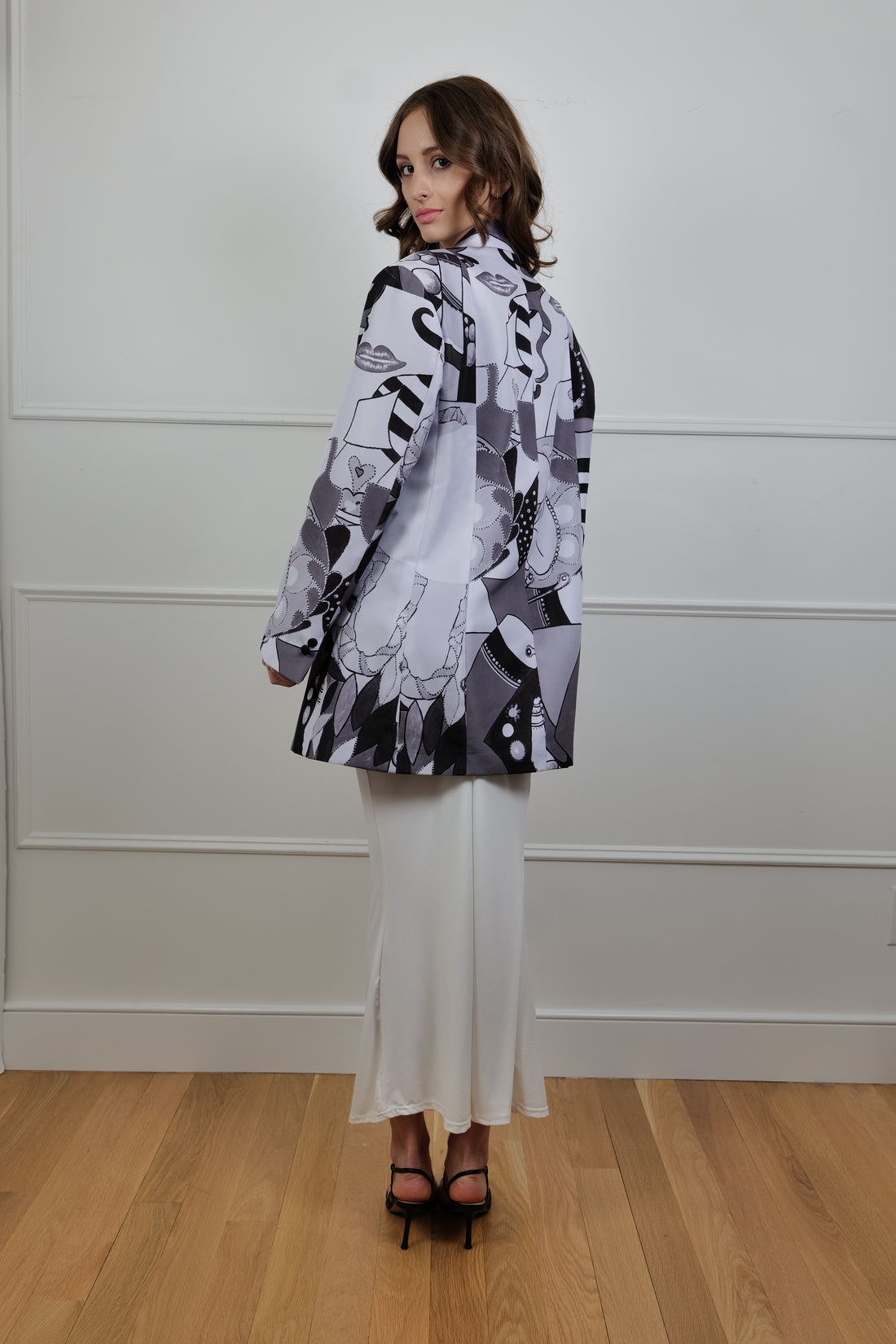 Mieke Monochrome Black & White Long Jacket