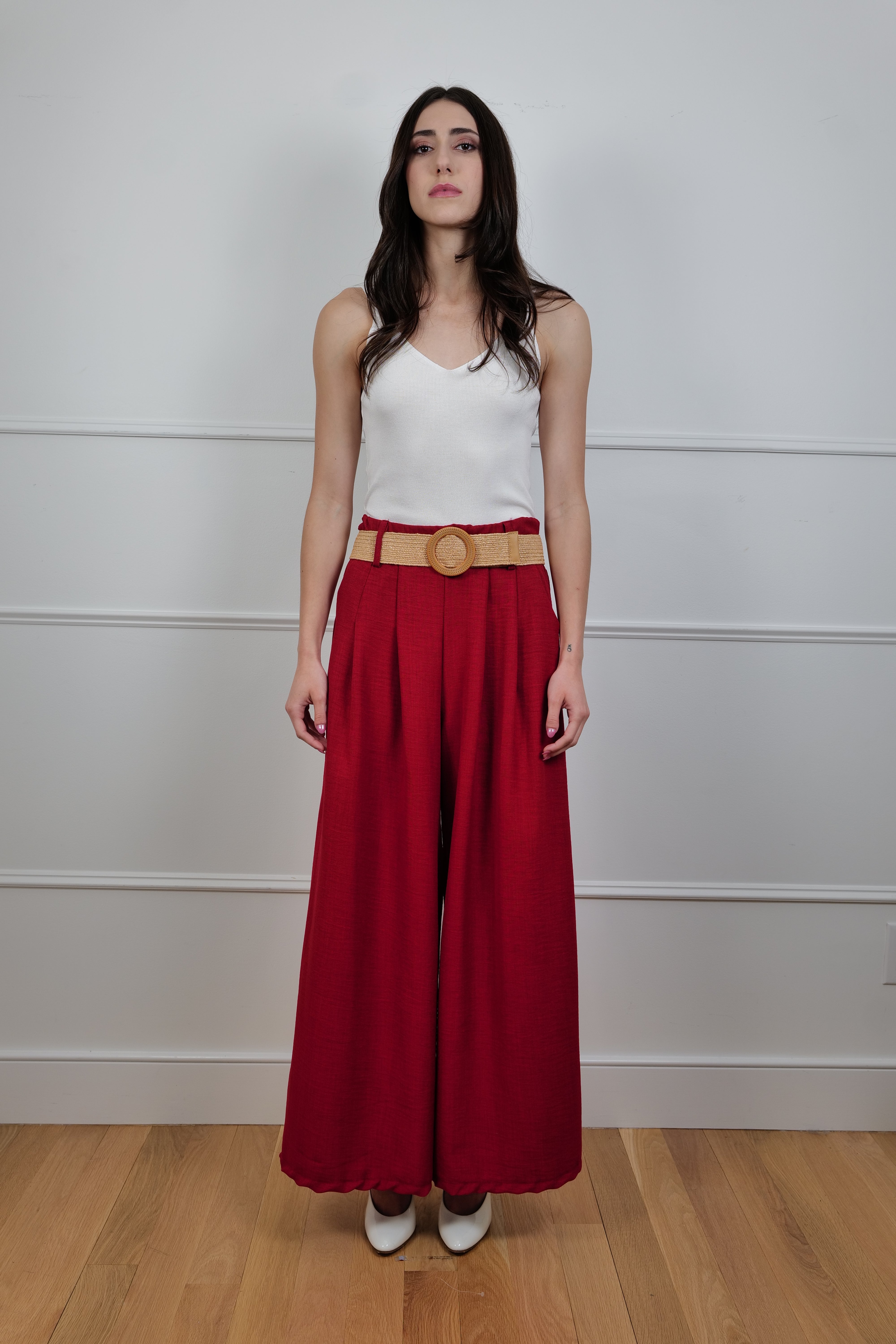 Fuoco Wide-Leg Pants with Belt