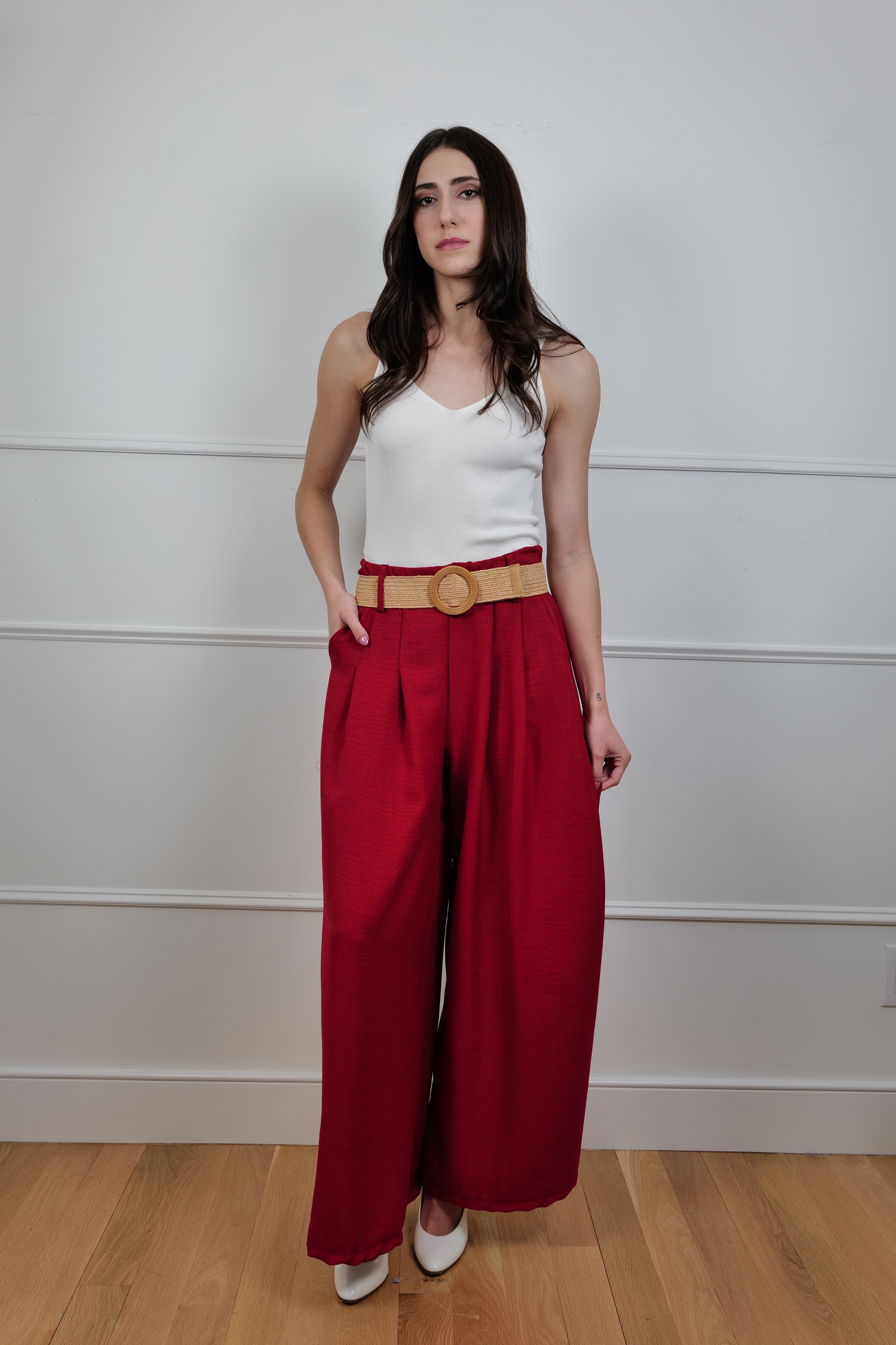 Fuoco Wide-Leg Pants with Belt