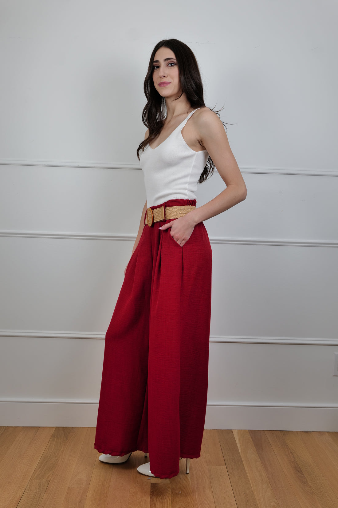 Fuoco Wide-Leg Pants with Belt