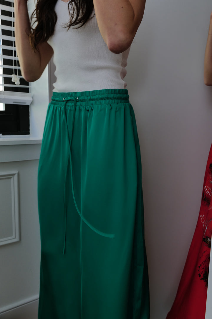 The Emerald Breeze Green Maxi Skirt
