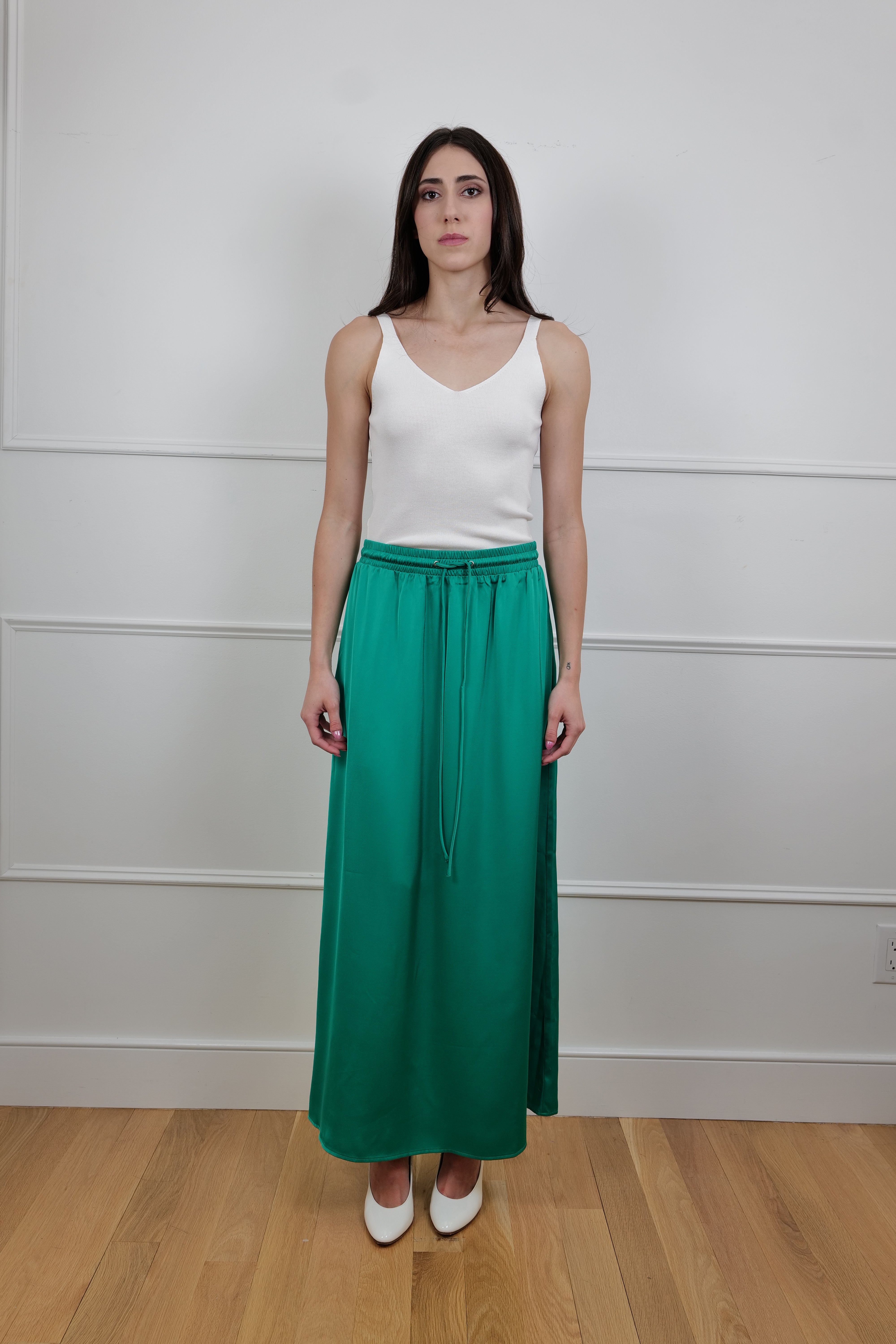 The Emerald Breeze Green Maxi Skirt