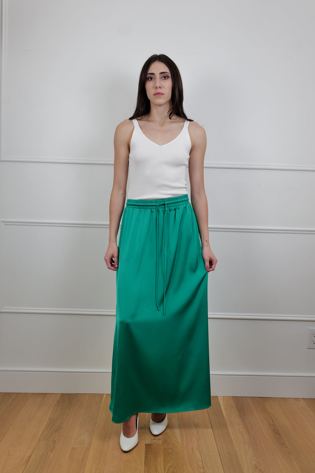 The Emerald Breeze Green Maxi Skirt