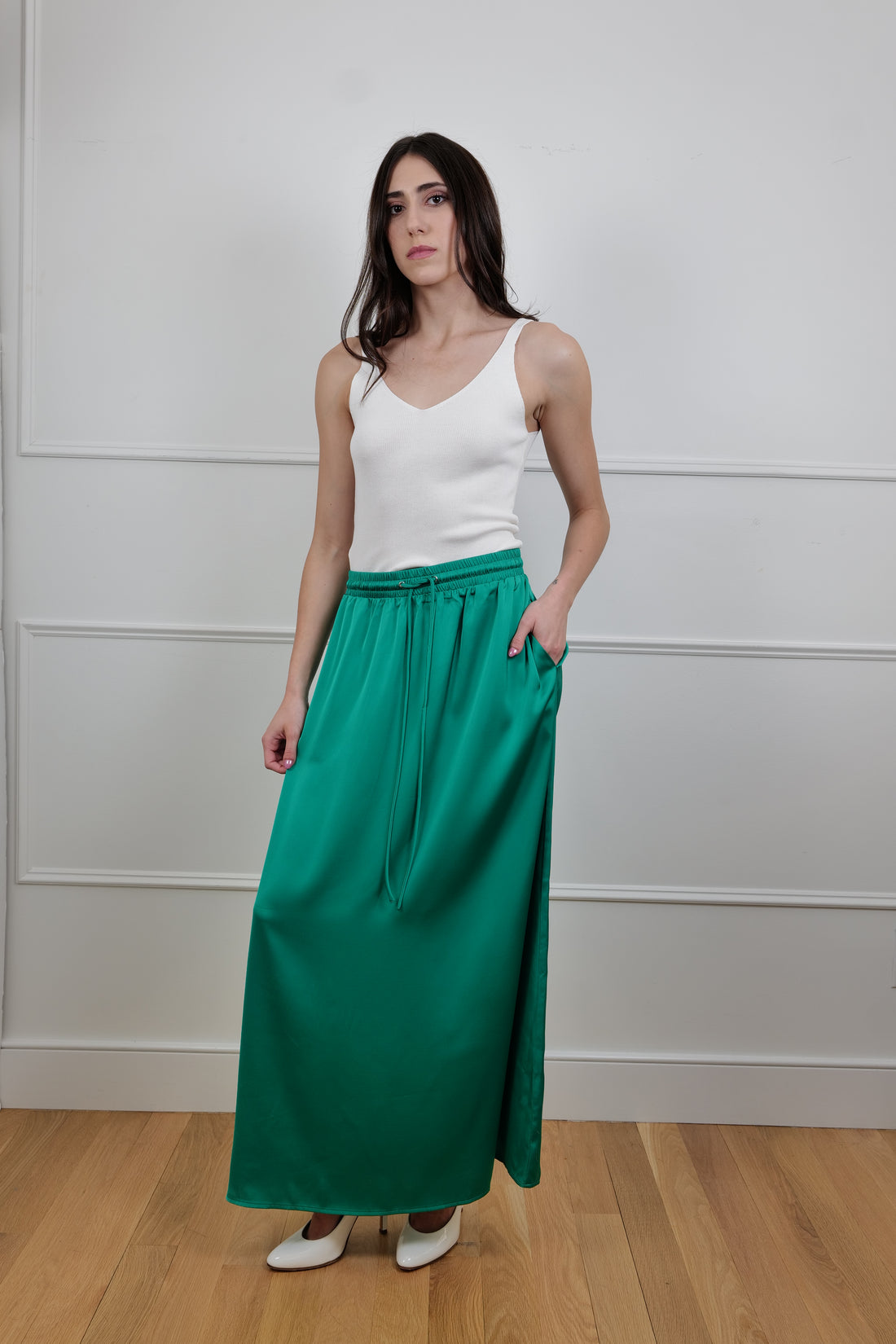 The Emerald Breeze Green Maxi Skirt