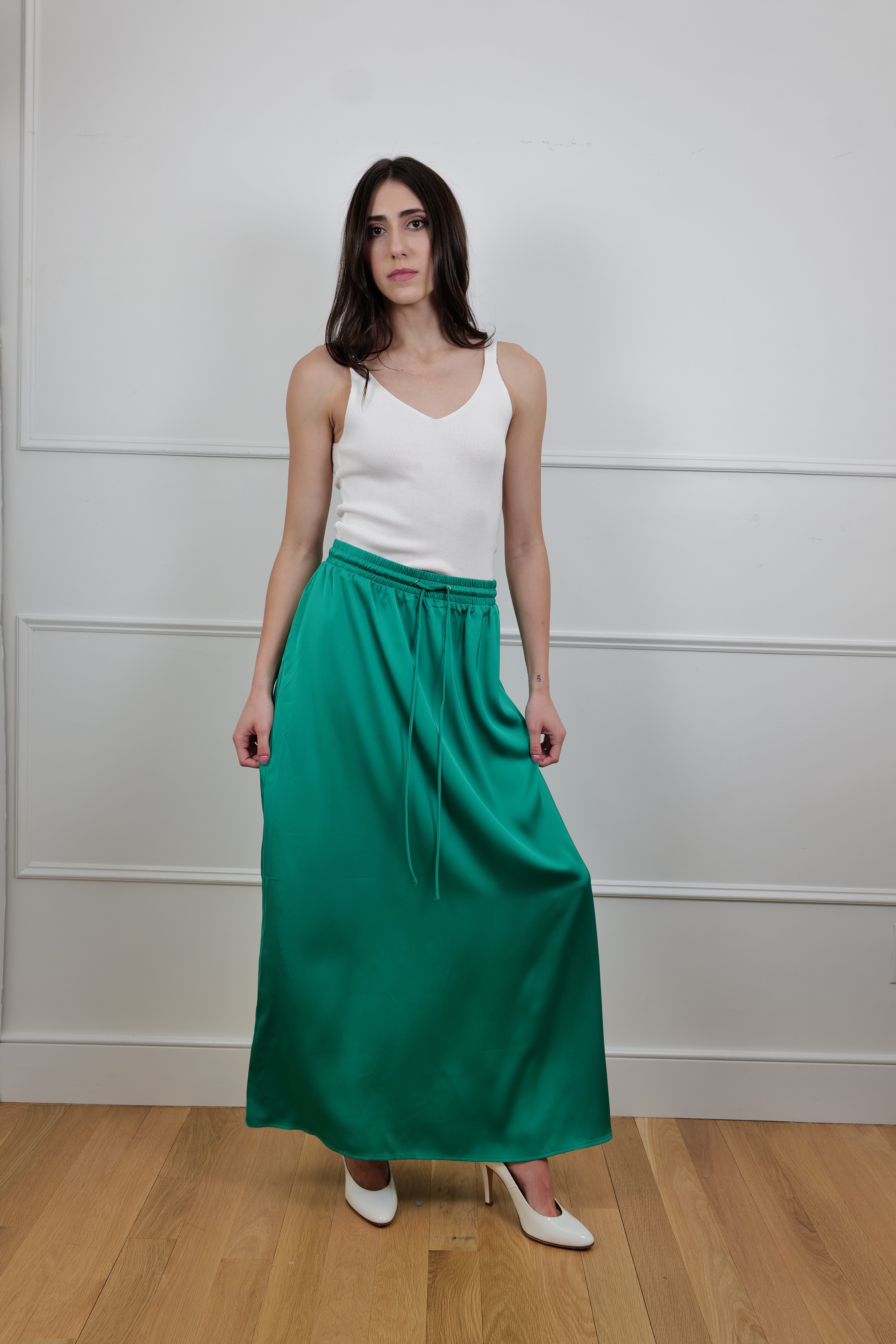 The Emerald Breeze Green Maxi Skirt