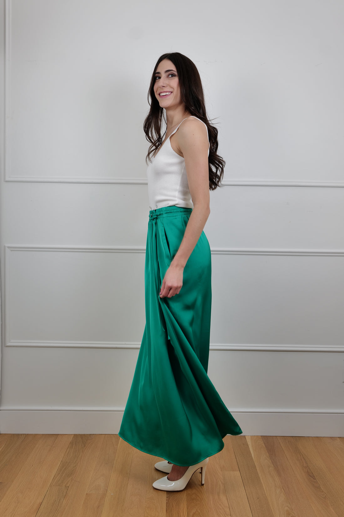 The Emerald Breeze Green Maxi Skirt