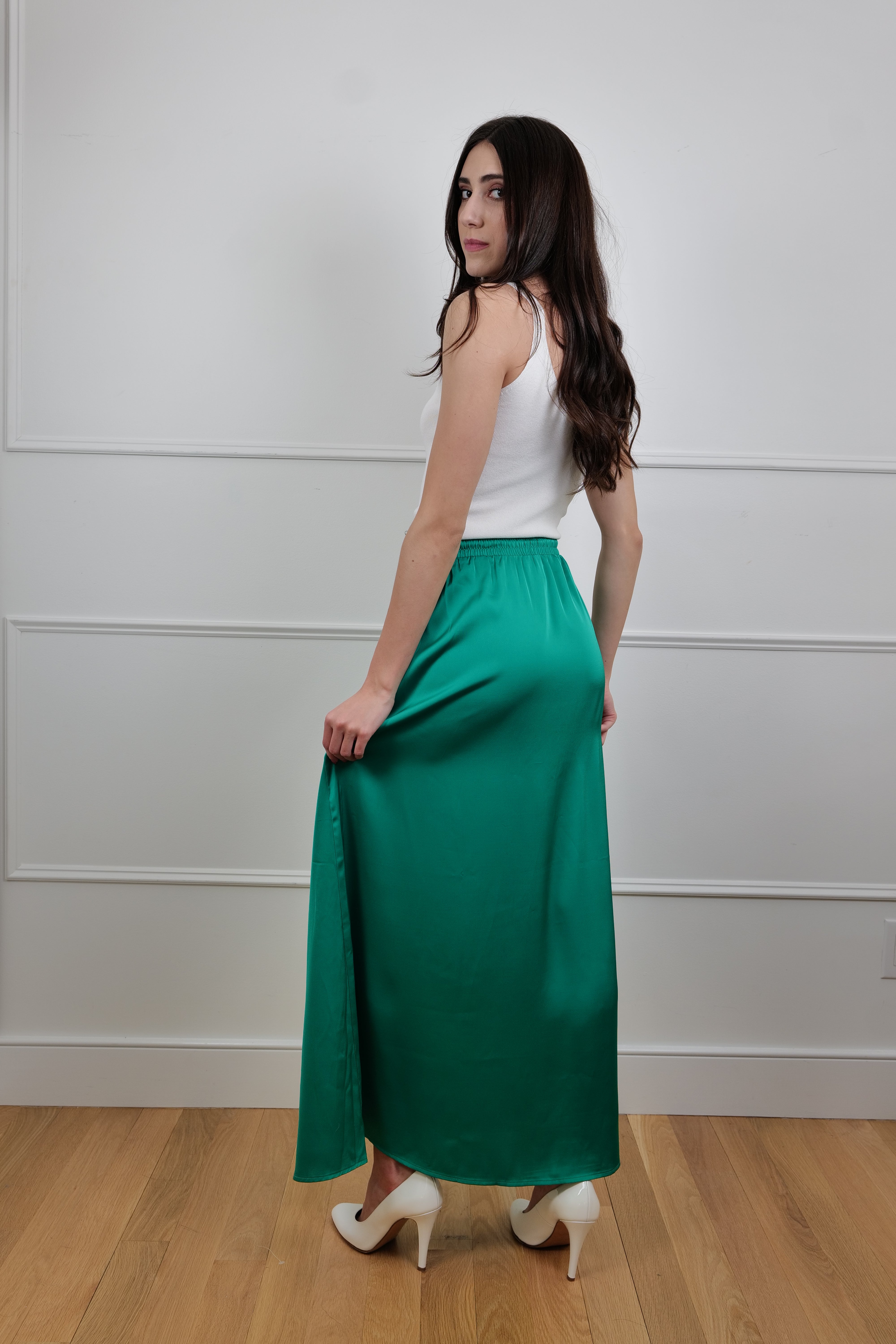The Emerald Breeze Green Maxi Skirt