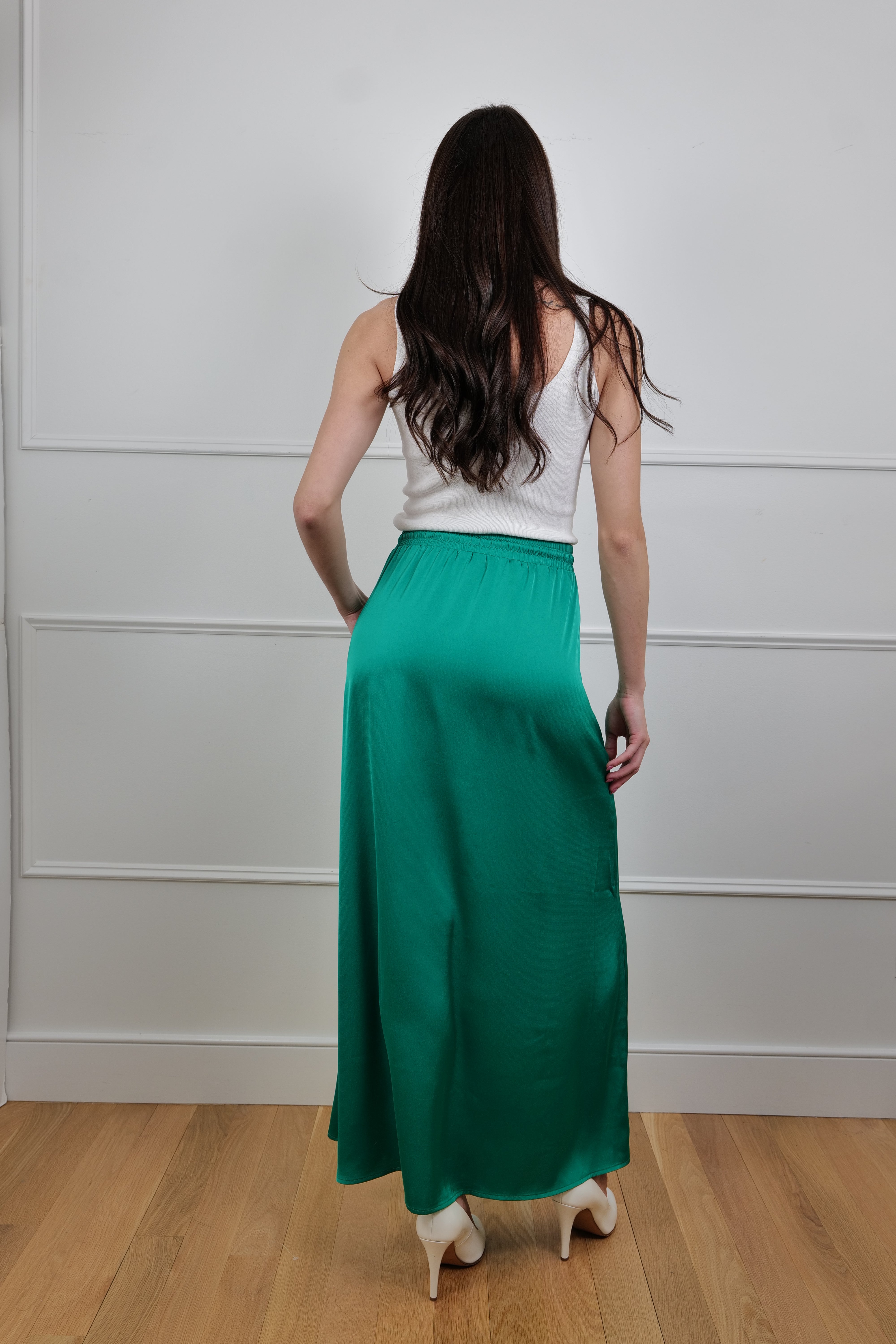 The Emerald Breeze Green Maxi Skirt