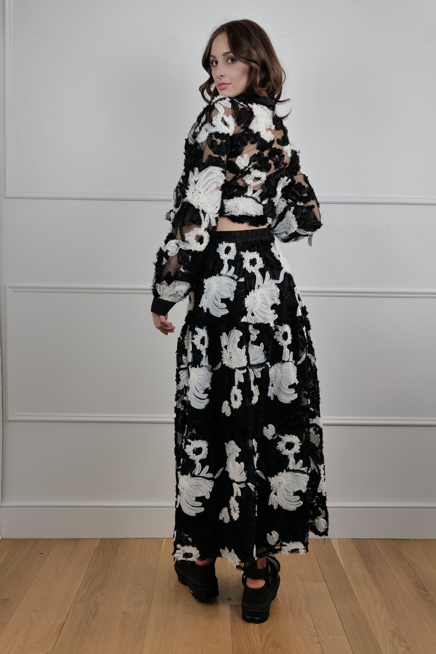 Black & White Floral Sheer Set La Bottega di Layla Black & White Floral Sheer Set La Bottega di Layla
