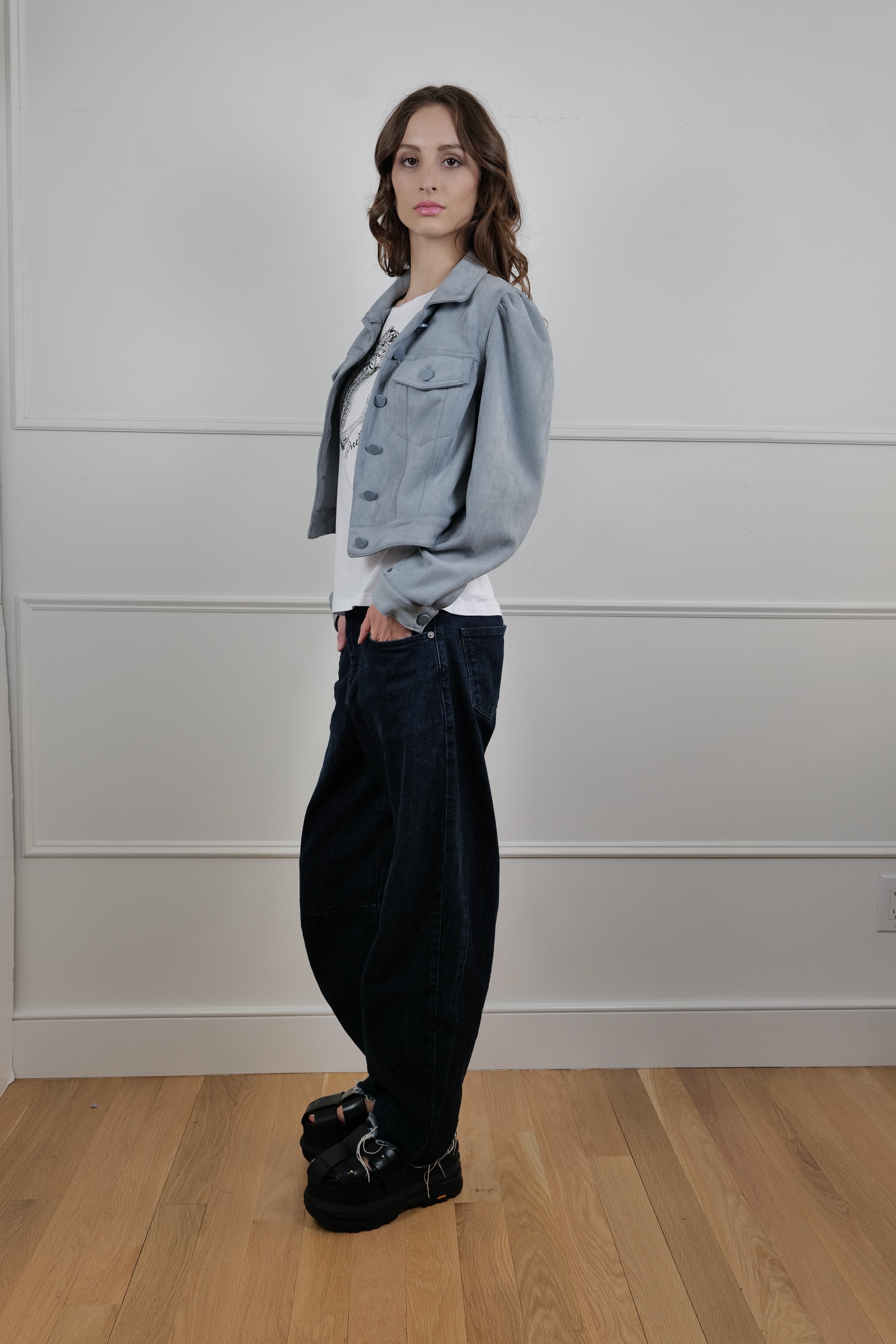 Urban Fog Faux Suede Grey Casual Jacket