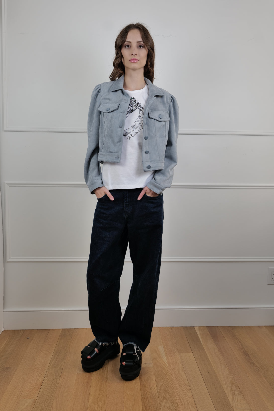 Urban Fog Faux Suede Grey Casual Jacket