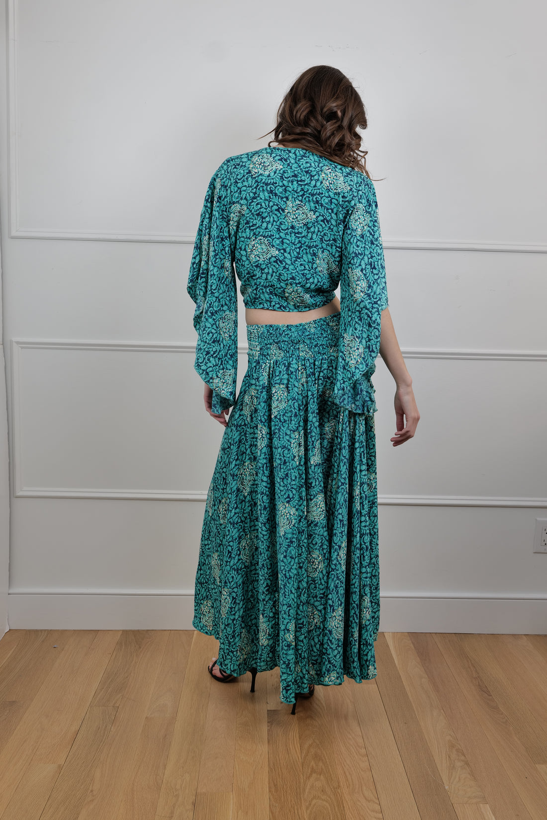 Bohemian Floral Breeze One Size 2 Piece Set - Top and wide pants set