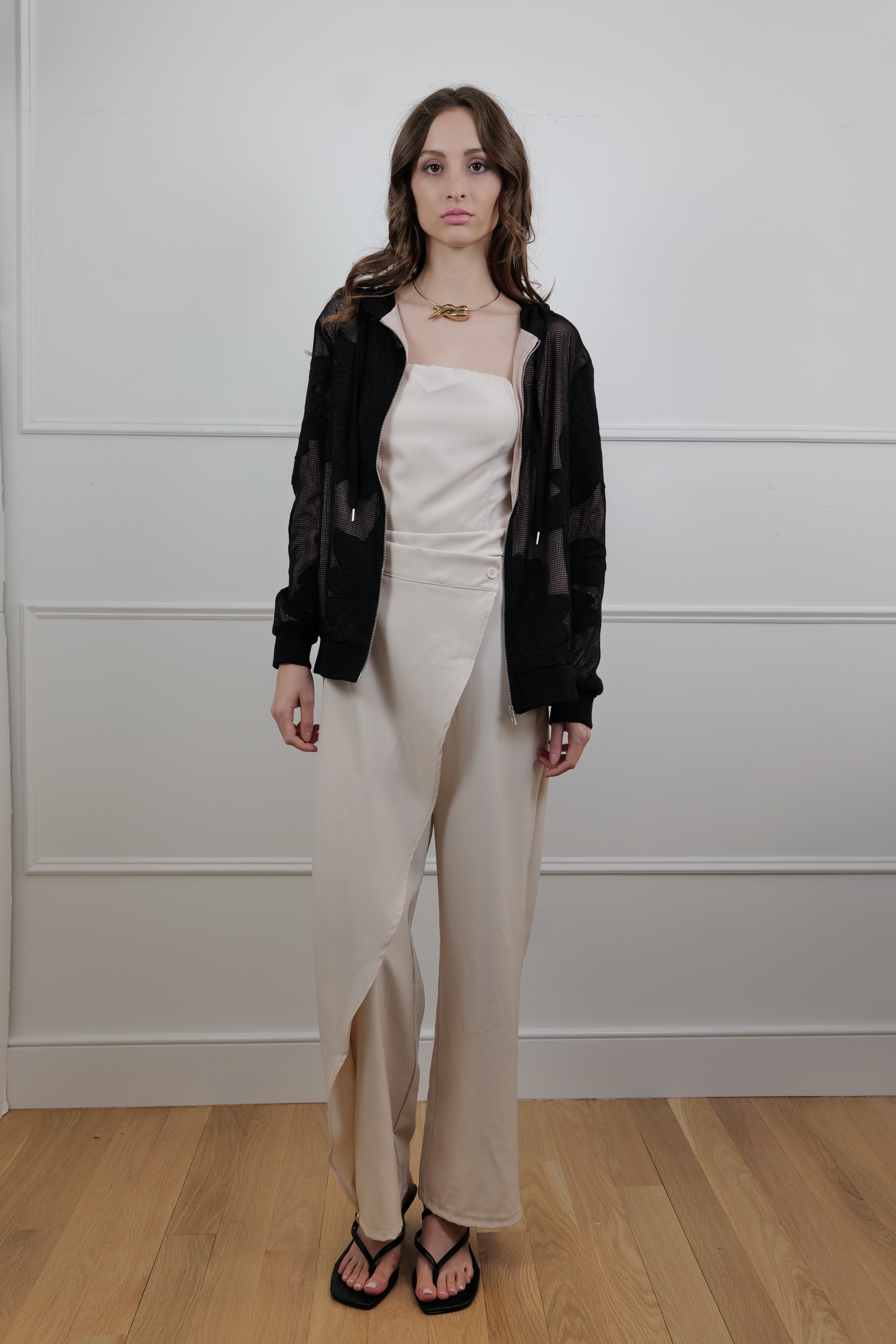 Avec Les Filles Sheer Mesh Floral Jacket