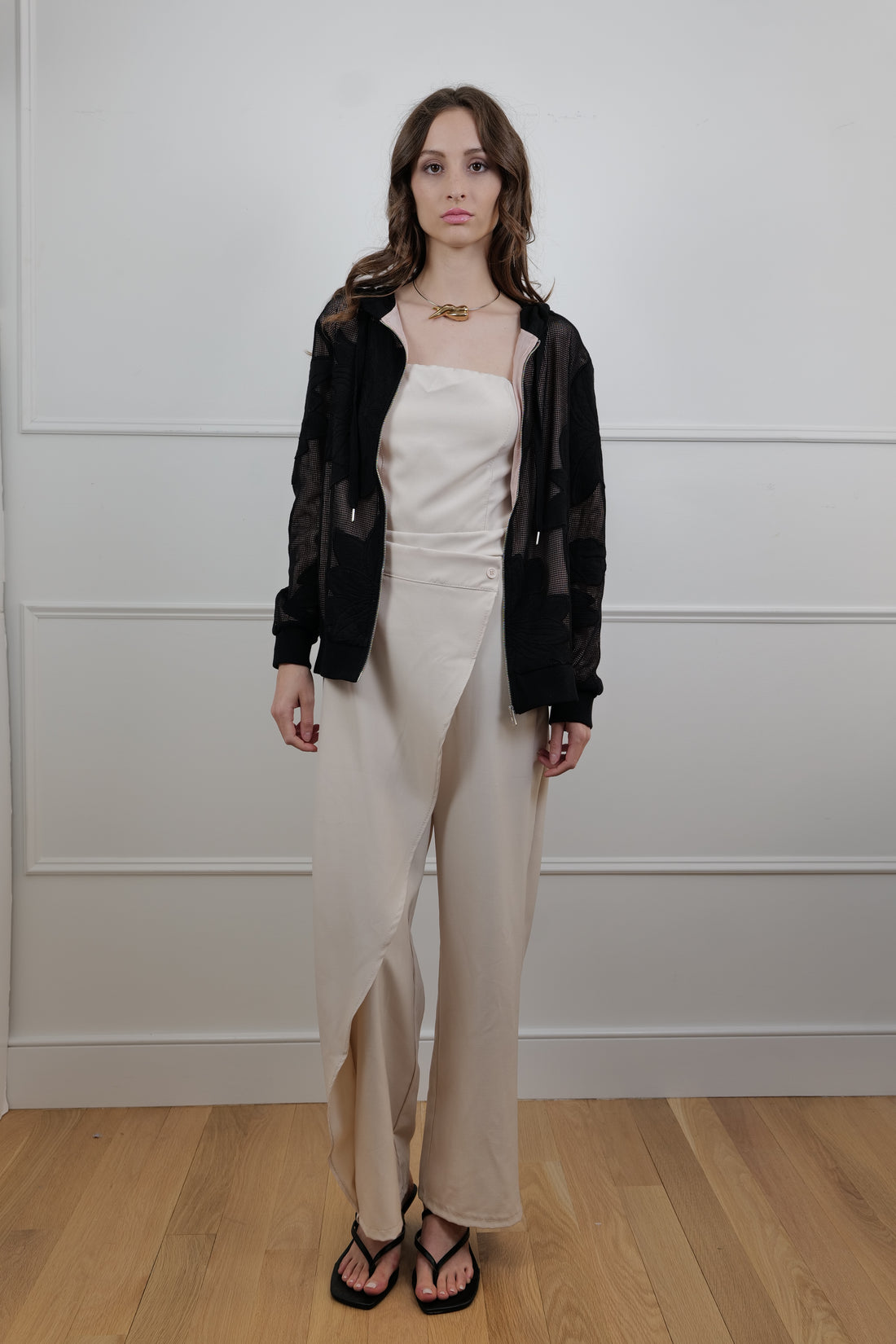 Avec Les Filles Sheer Mesh Floral Jacket