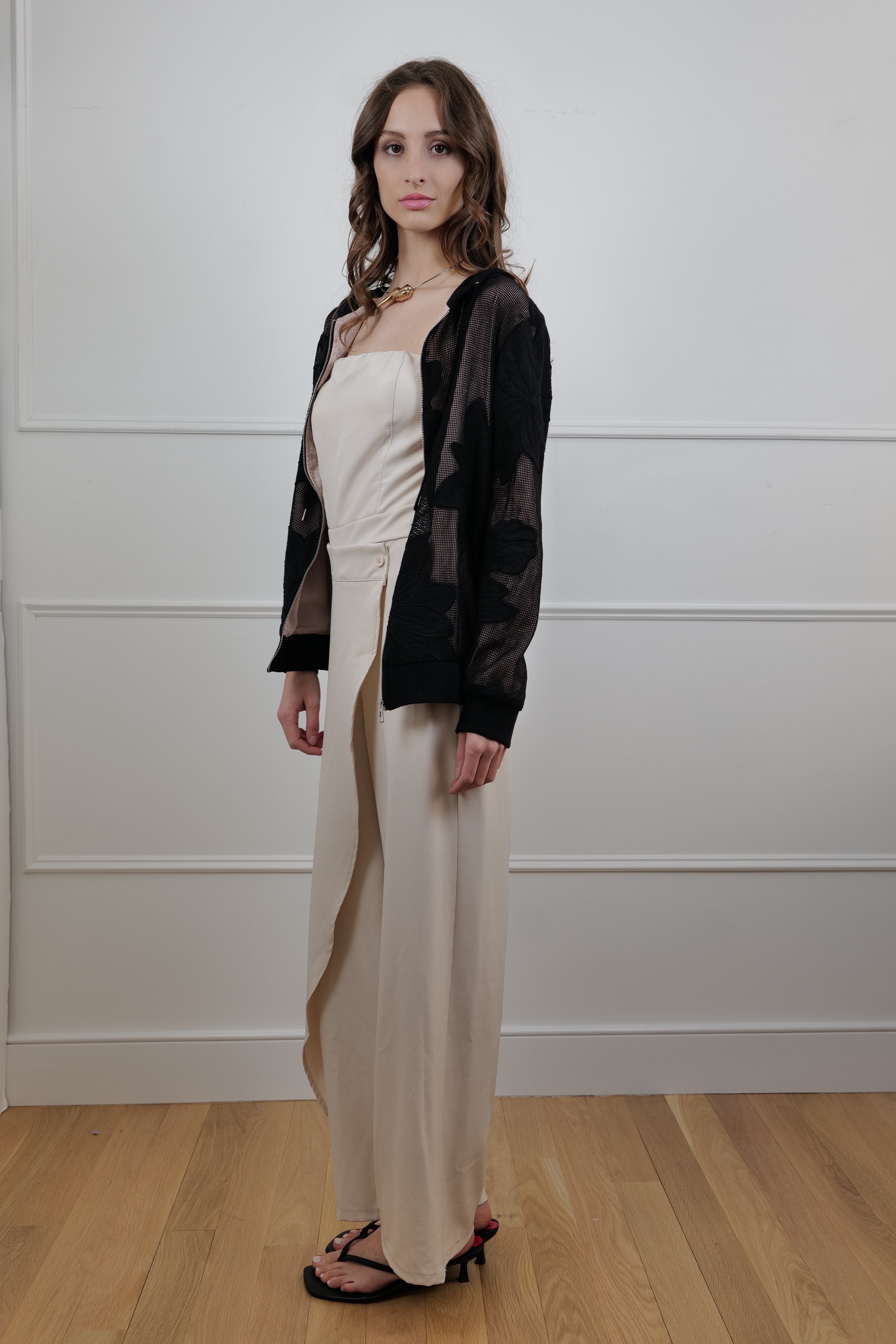 Avec Les Filles Sheer Mesh Floral Jacket