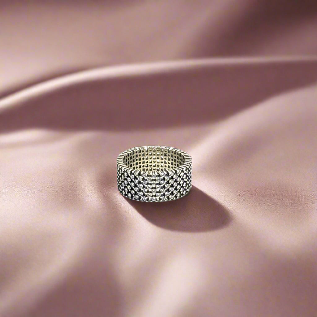 Silver Spark Wide Band Ring