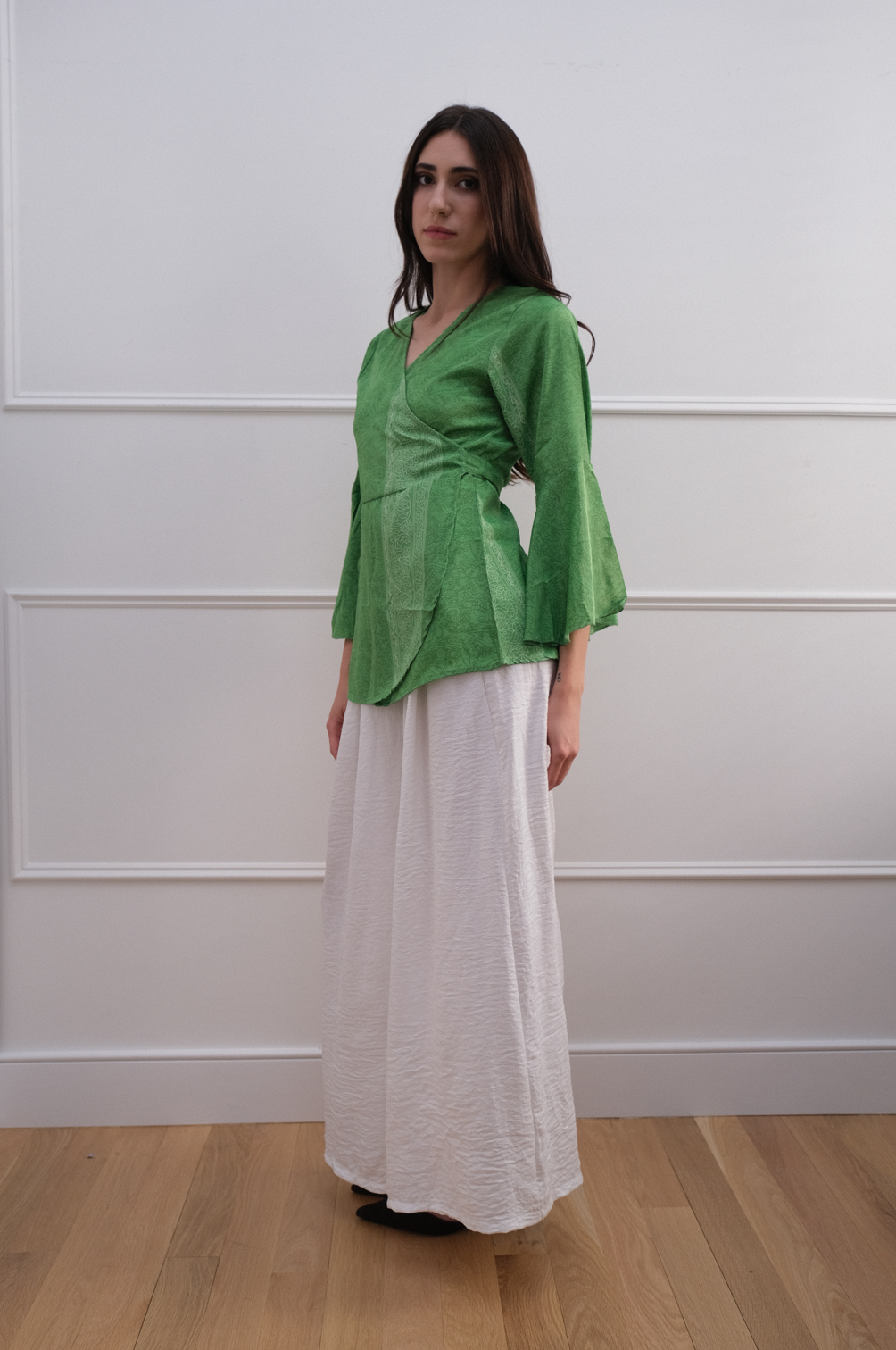 Summer Fresh Green Wrap Top