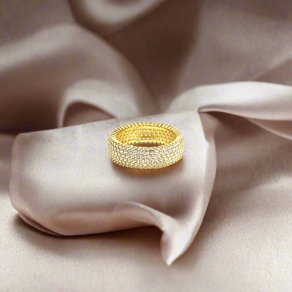 Gold Sparkle Wide Band Ring