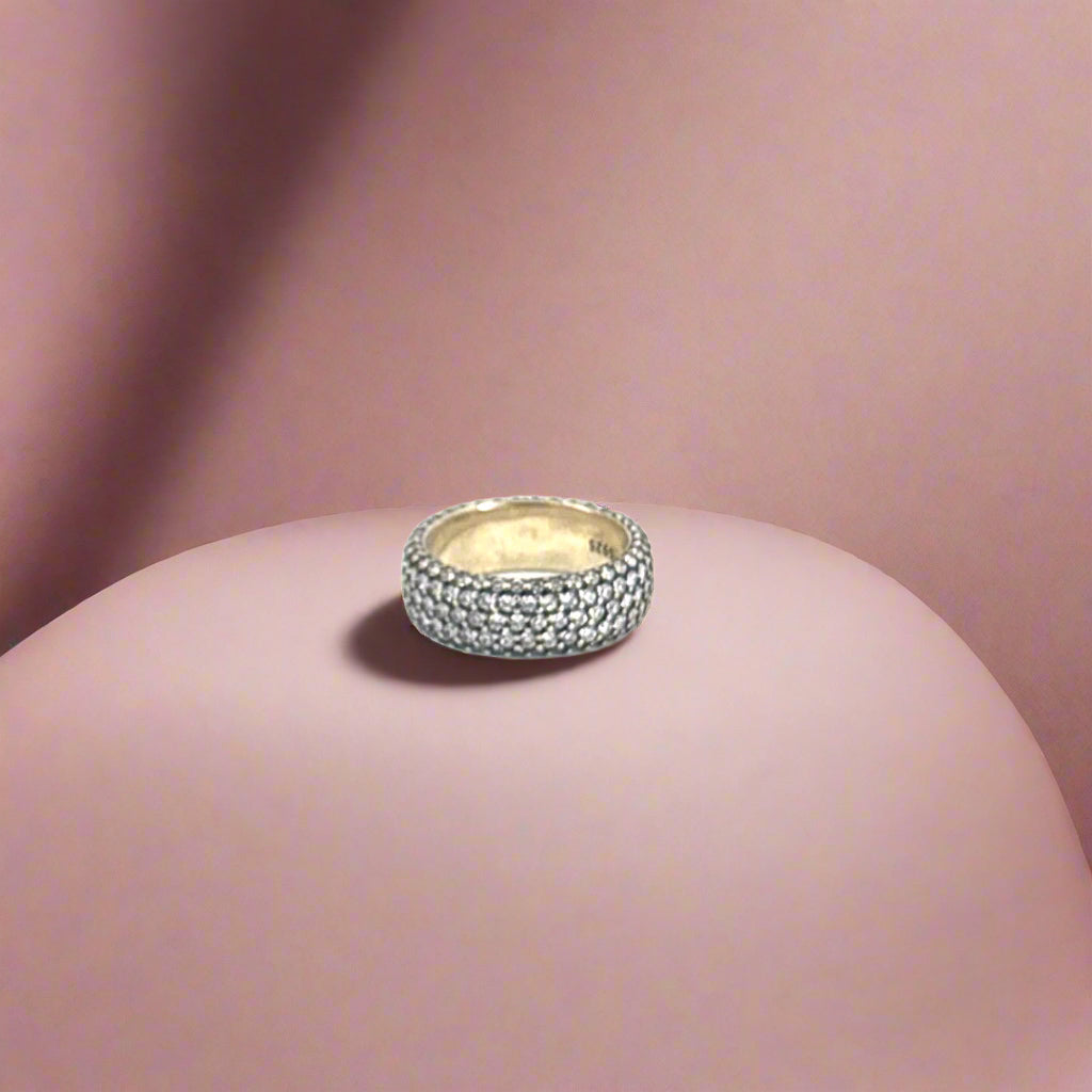 Frosted Silver Pavé Ring