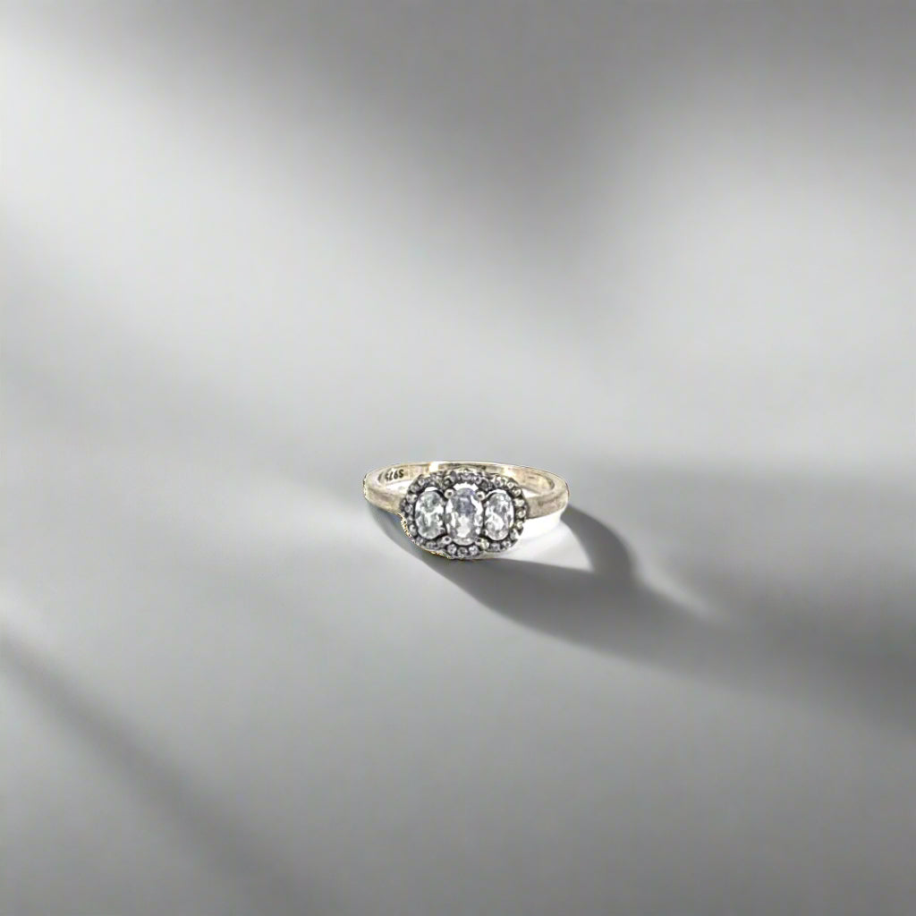 Vintage Triple Stone Halo Ring
